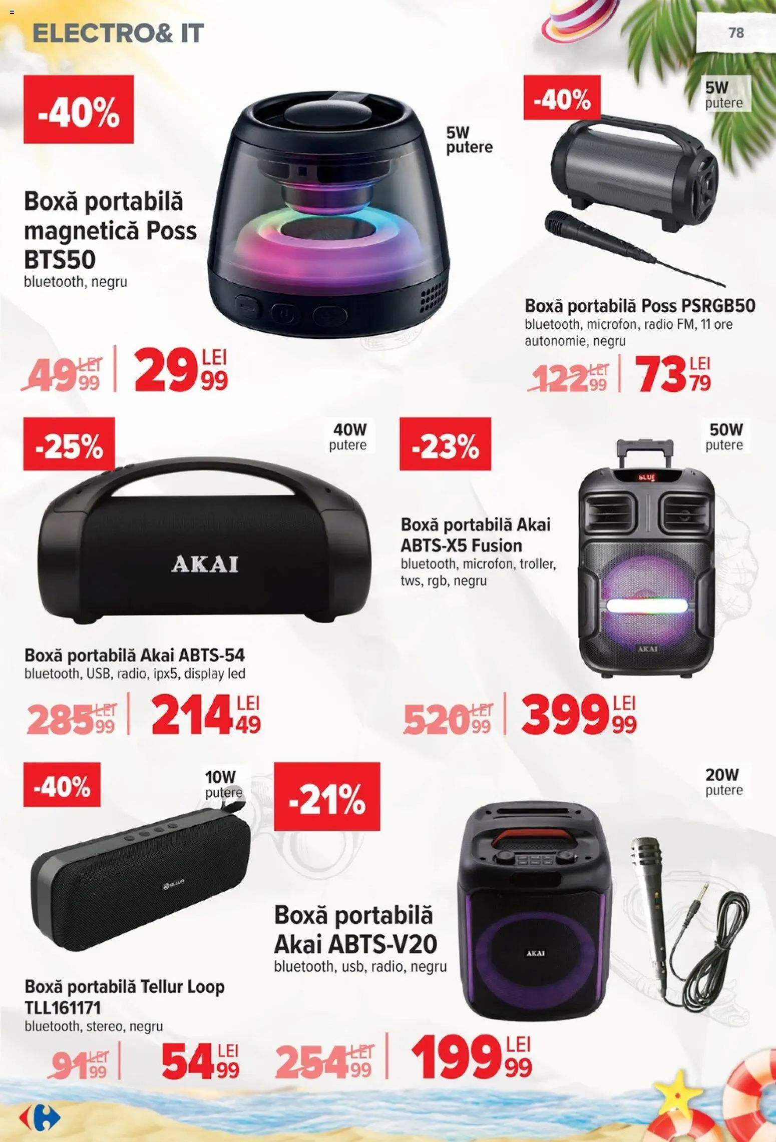 Noul catalog Carrefour – valabil de la 17.06.2026 | Pagină: 79 | Produse: Radio, Babak, Boxă portabilă