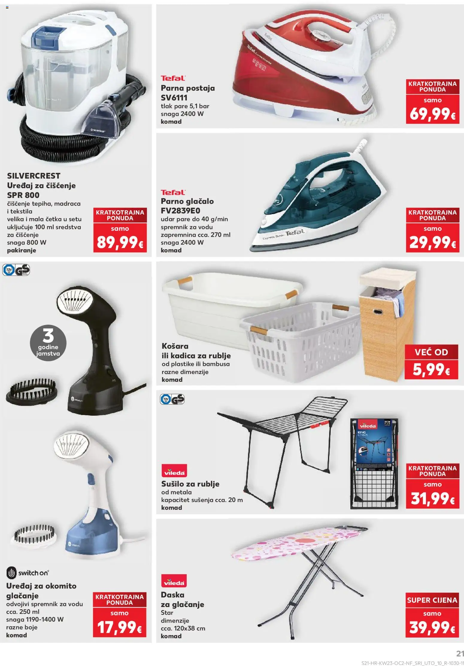 Kaufland katalog | vrijedi od 03.06.2026 | Stranica: 21 | Proizvodi: Parna postaja, Košara, Četka, Sušilo za rublje