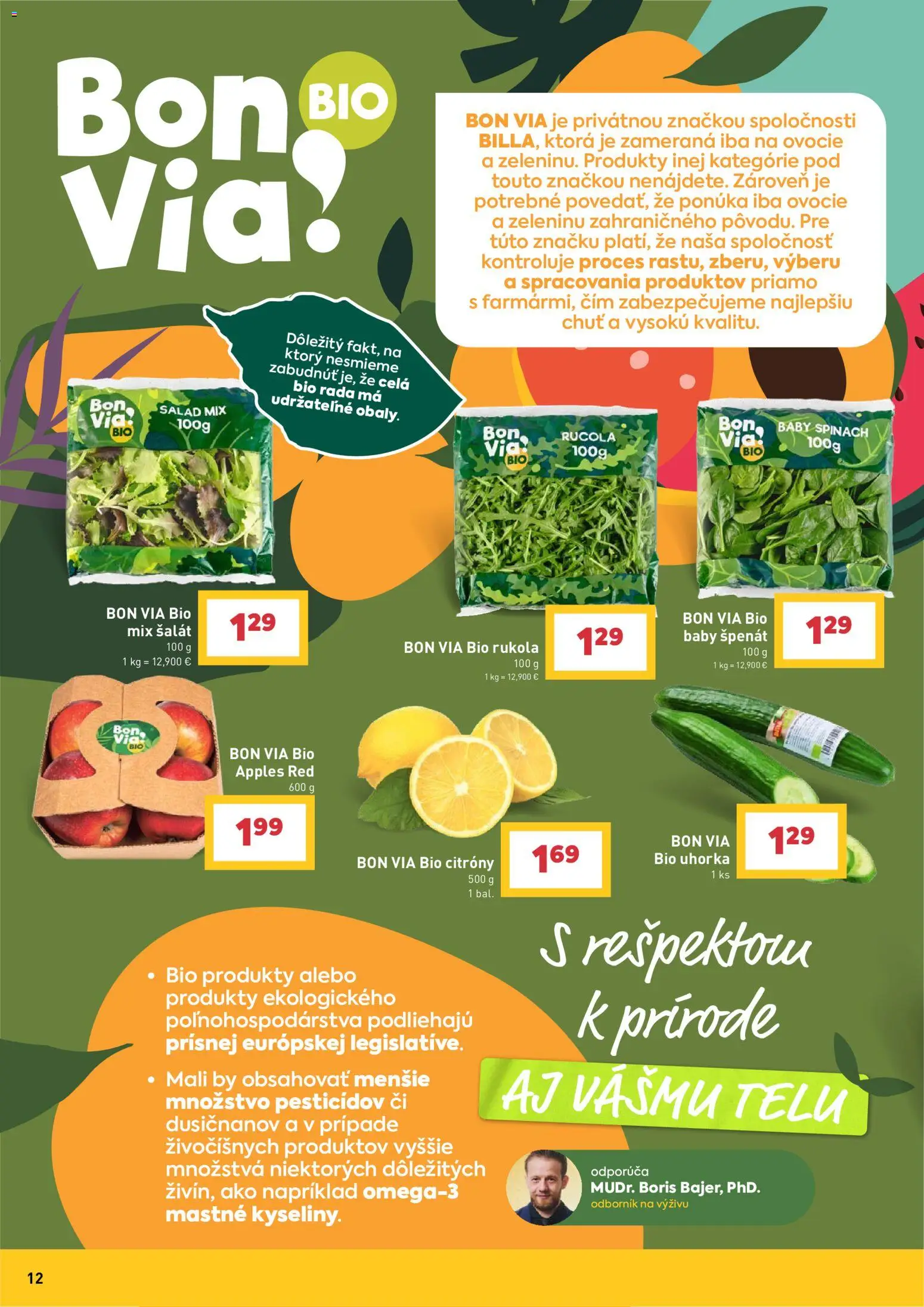 Nové Billa akcie – leták je platný od 09.09.2026 | Strana: 12 | Produkty: Uhorka, Citróny, Špenát, Ovocie