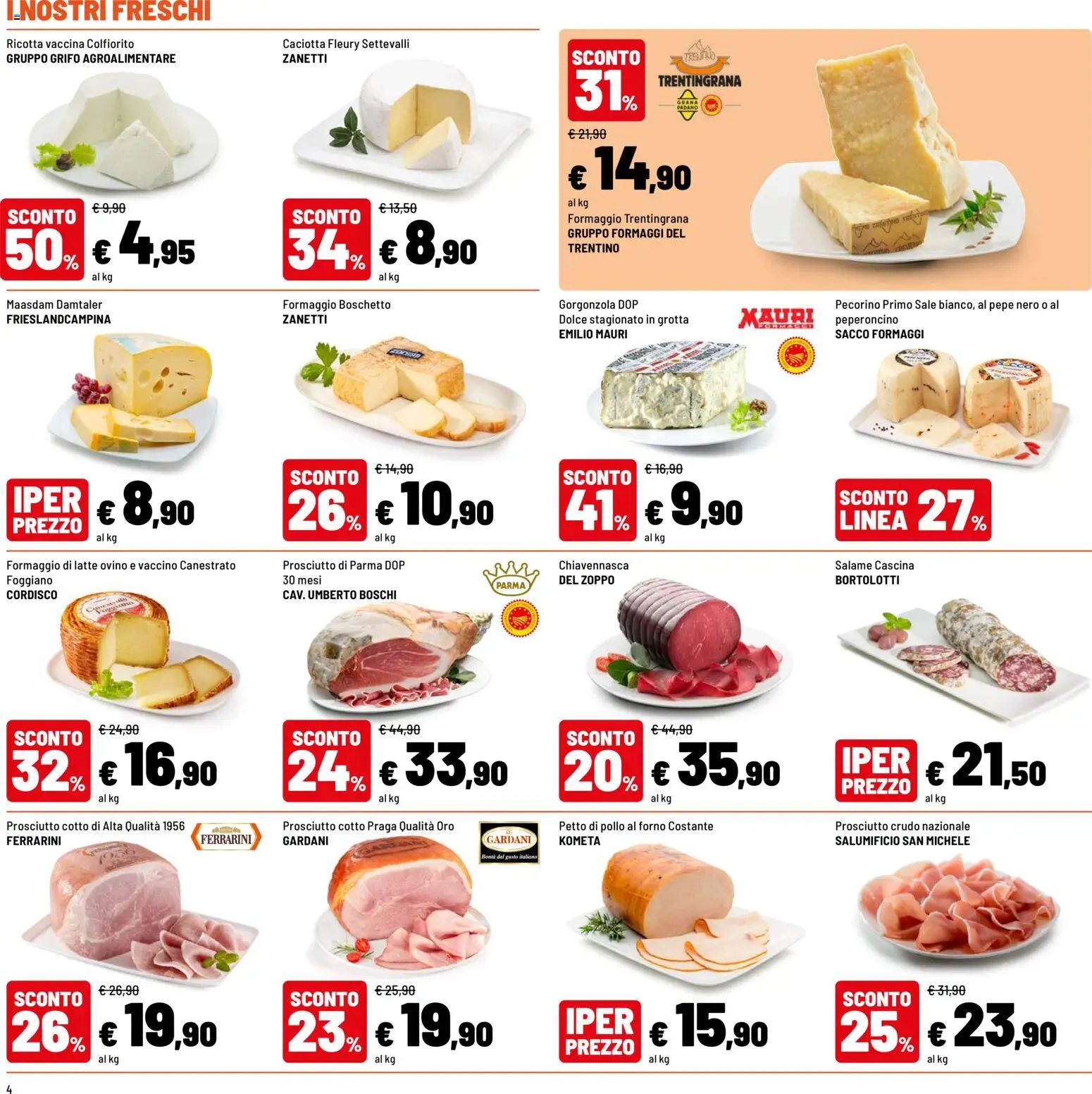 Volantino Iper del 12.06.2026 | Pagina: 4 | Prodotti: Prosciutto Cotto, Ricotta, Pecorino, Ovino