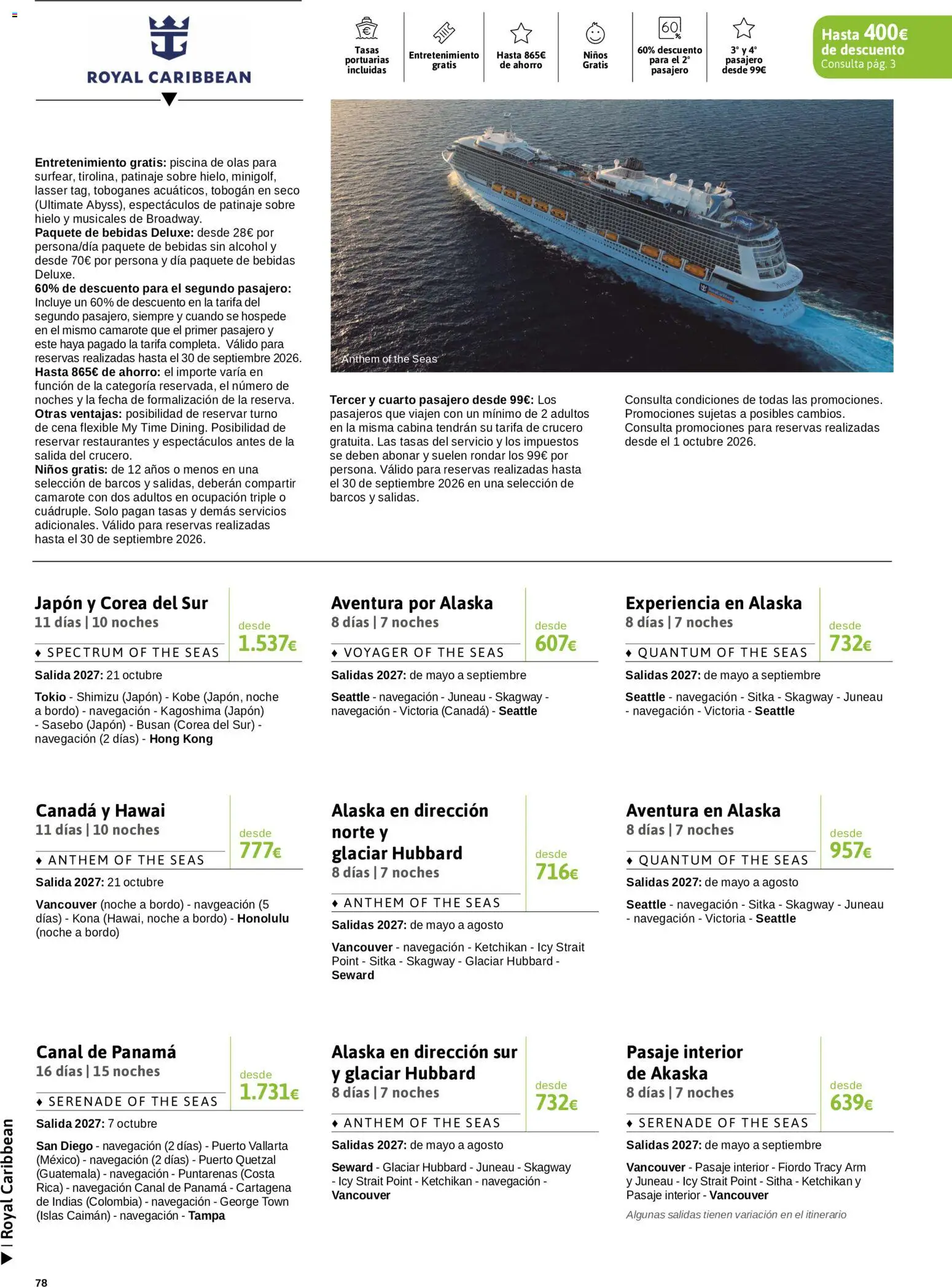 Viajes El Corte Inglés Crucero fantástico │ válido desde el 14/09/2026 | Página: 78 | Productos: Hielo, Bebidas, Navegación, Piscina