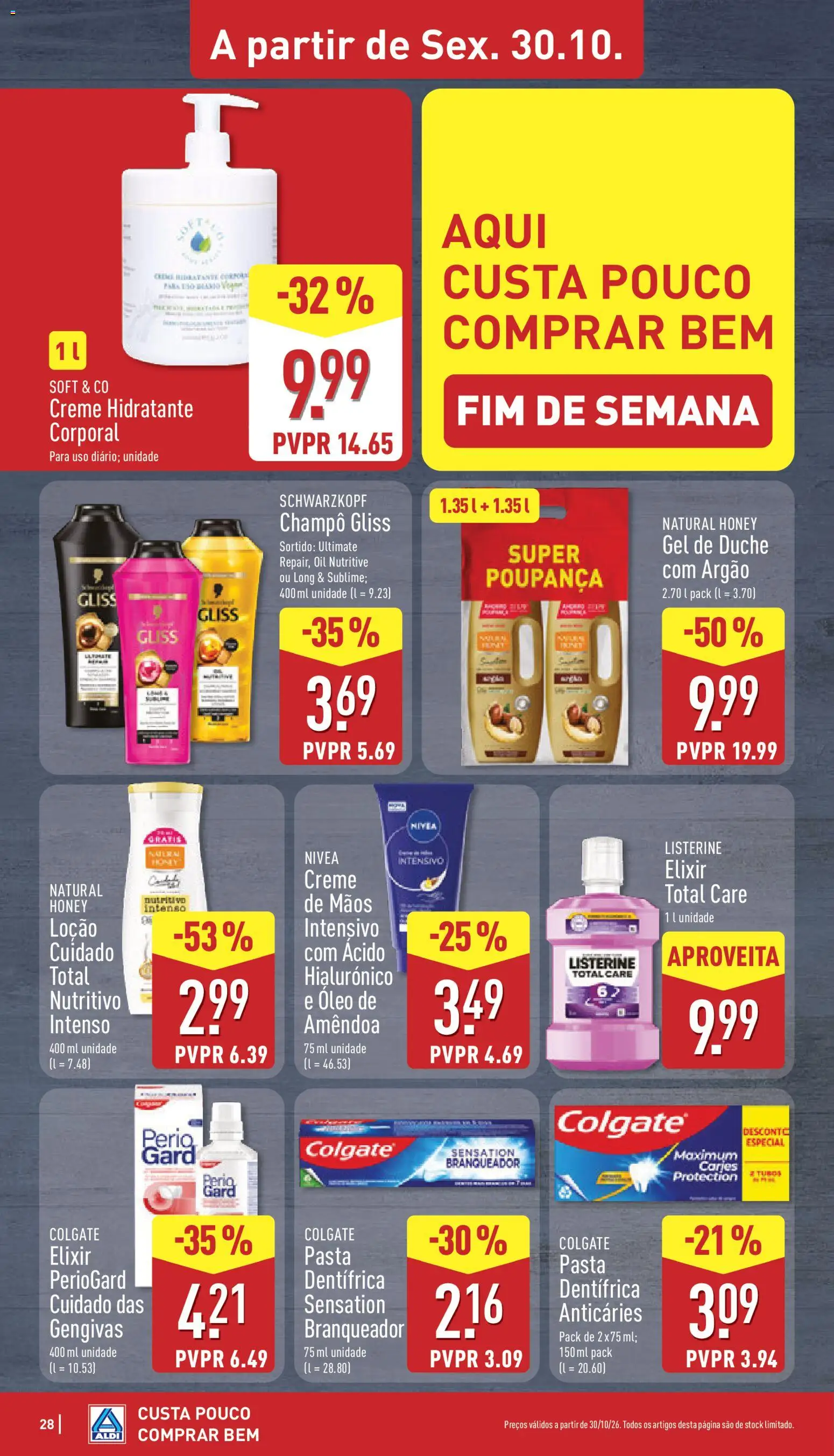 Aldi folheto │ válido de 26/10/2026 | Página: 28 | Produtos: Champô, Shampoo, Hidratante corporal, Óleo