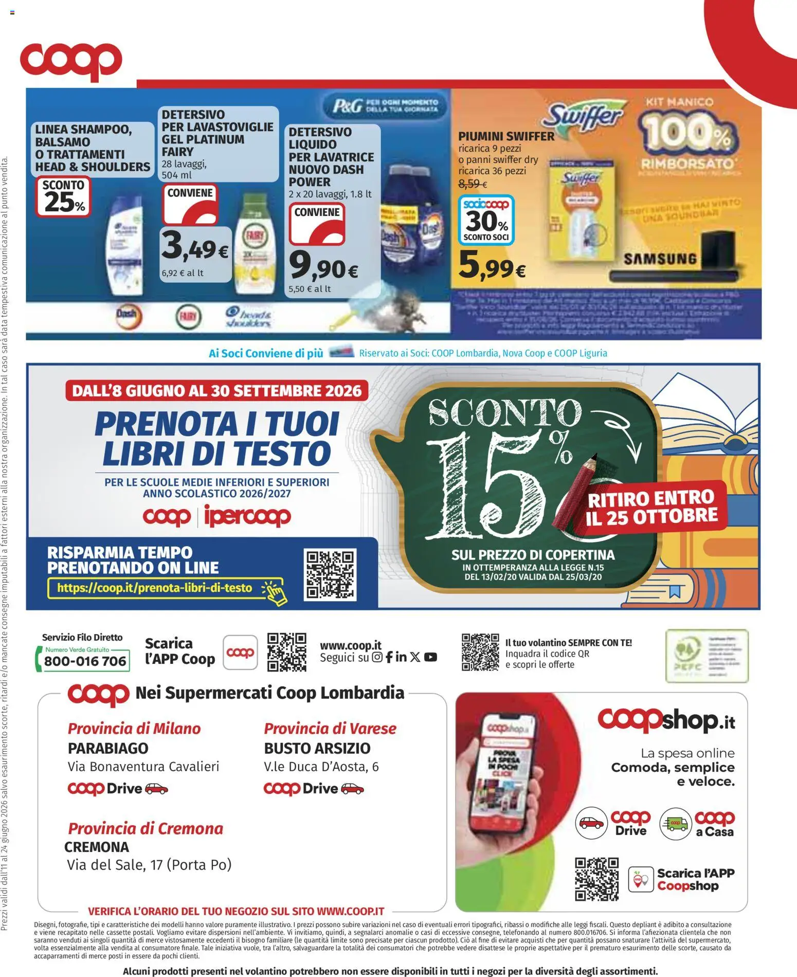 Volantino COOP del 11.06.2026 | Pagina: 39 | Prodotti: Balsamo, Lavatrice, Lavastoviglie, Samsung