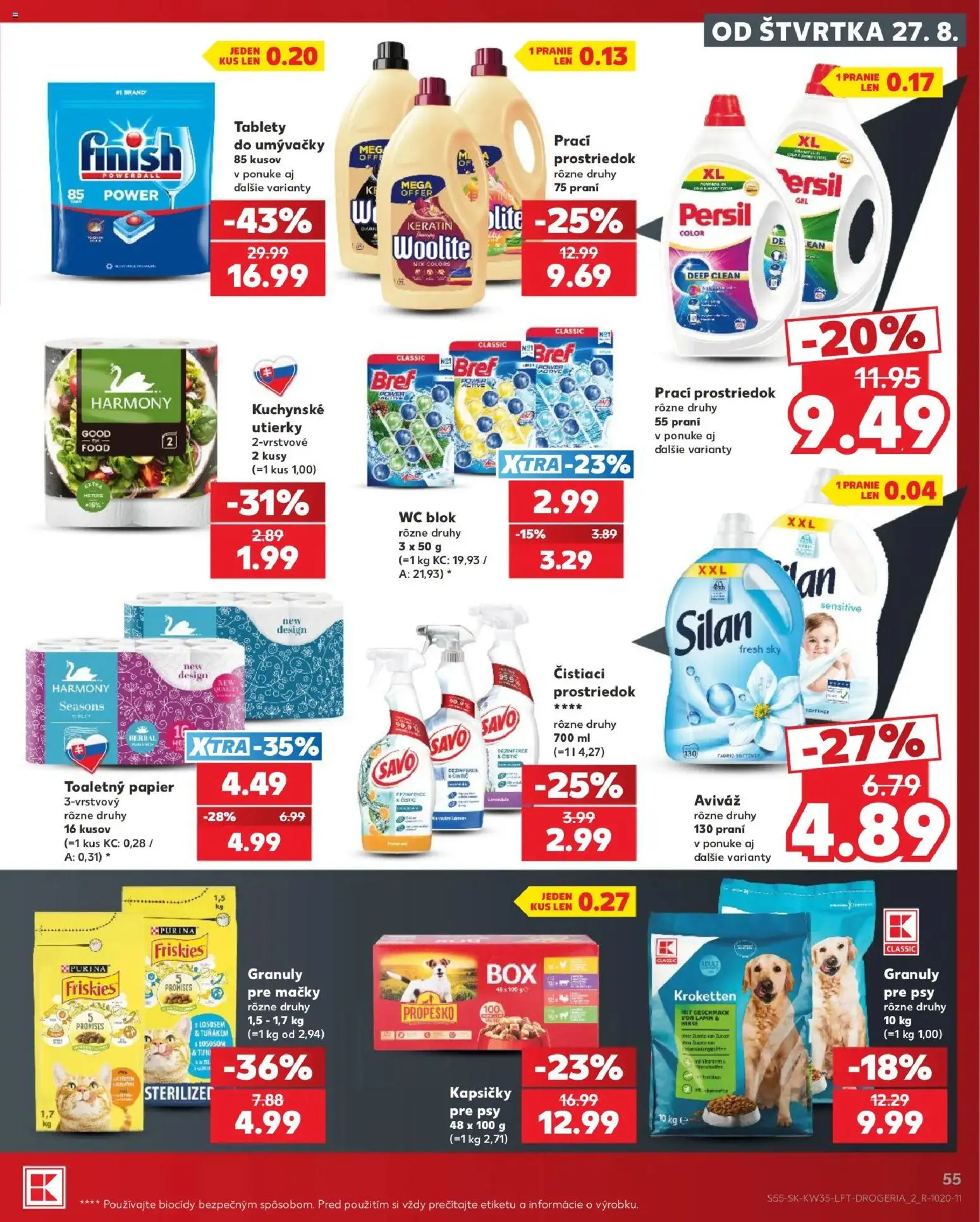 Nové Kaufland akcie – leták je platný od 27.08.2026 | Strana: 55 | Produkty: Persil, Savo, Silan, Kapsičky