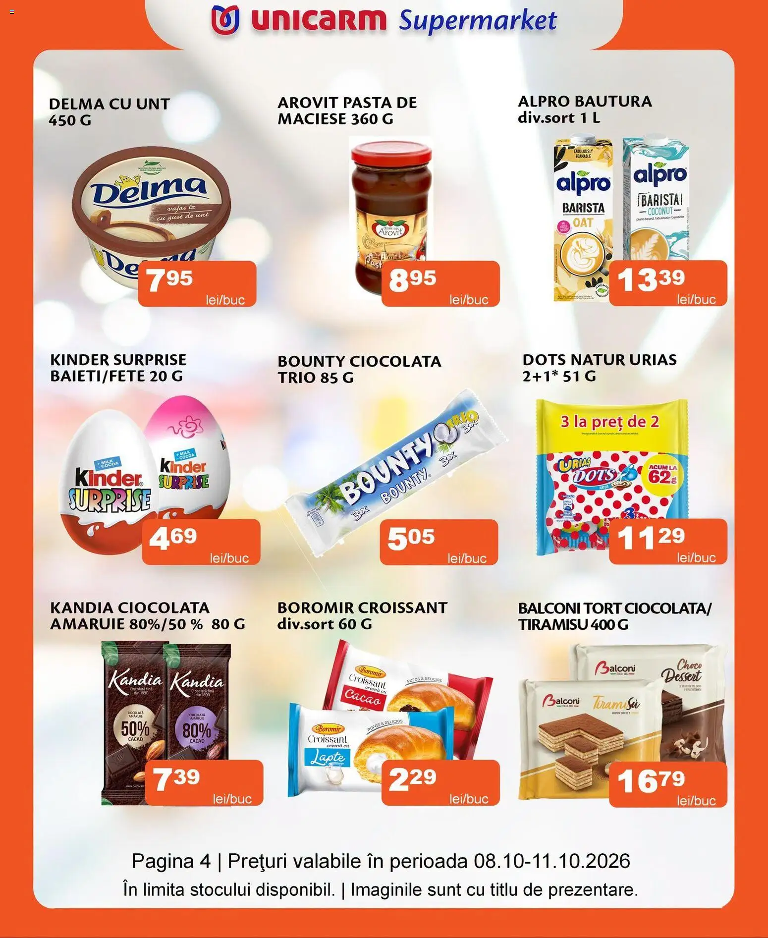 Noul catalog Unicarm – valabil de la 08.10.2026 | Pagină: 2 | Produse: Croissant, Alpro, Lapte, Cremă