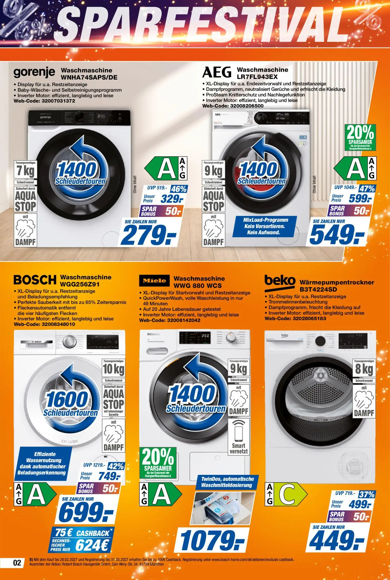 Expert Prospekt – gültig ab 02.10.2026 | Seite: 2 | Produkte: Miele, Bosch, Gorenje, Waschmaschine