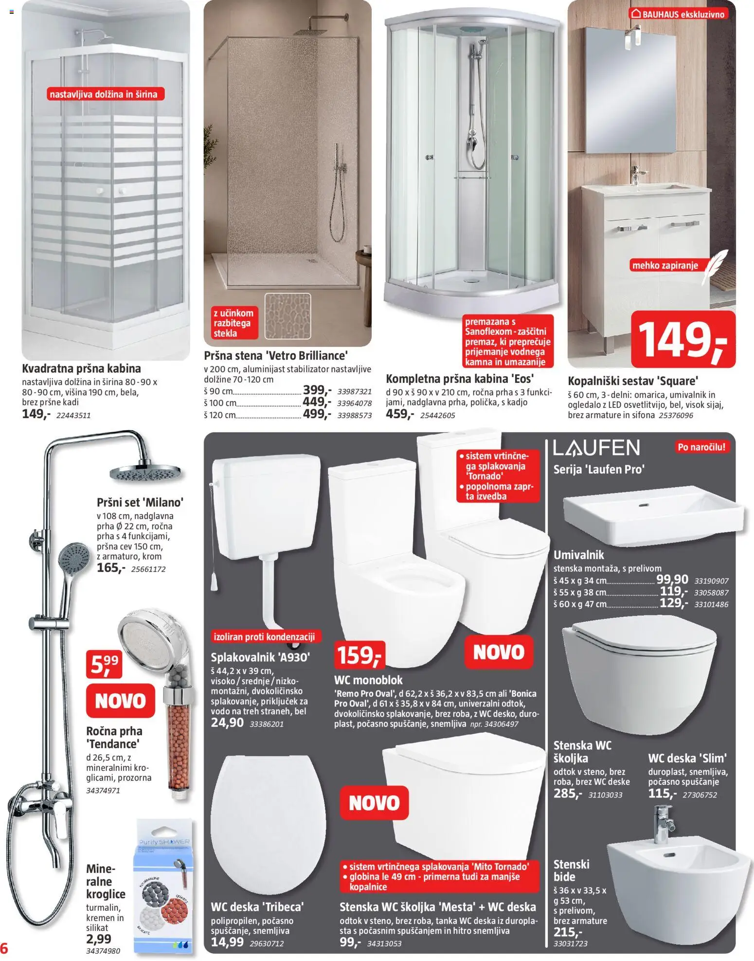 Novi Bauhaus katalog ponudbe – veljaven od 02.09.2026 | Stran: 6 | Izdelki: Ogledalo, WC školjka, WC deska, Pršna stena