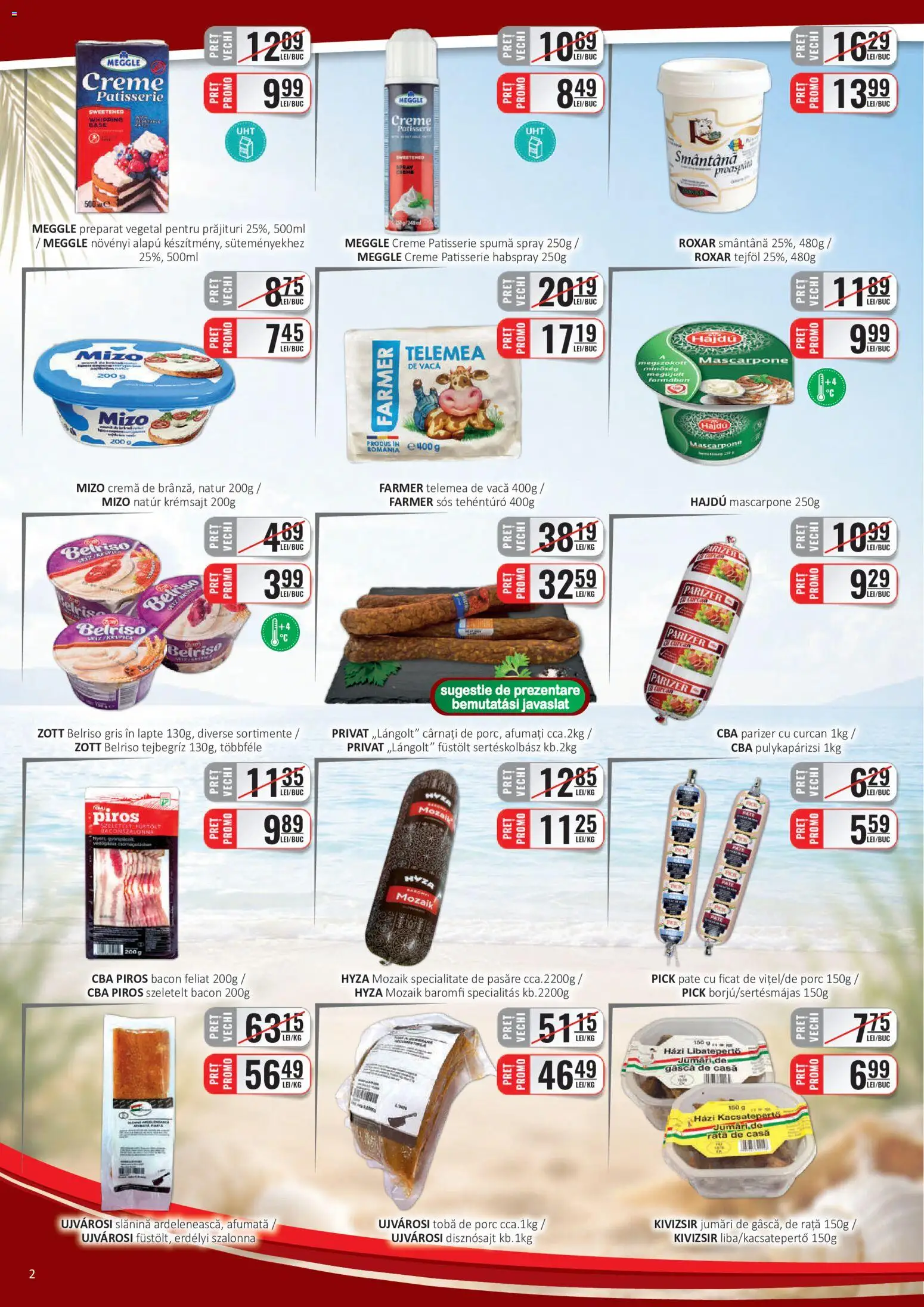 Noul catalog CBA – valabil de la 01.08.2026 | Pagină: 2 | Produse: Pate, Bacon, Cremă, Smântână