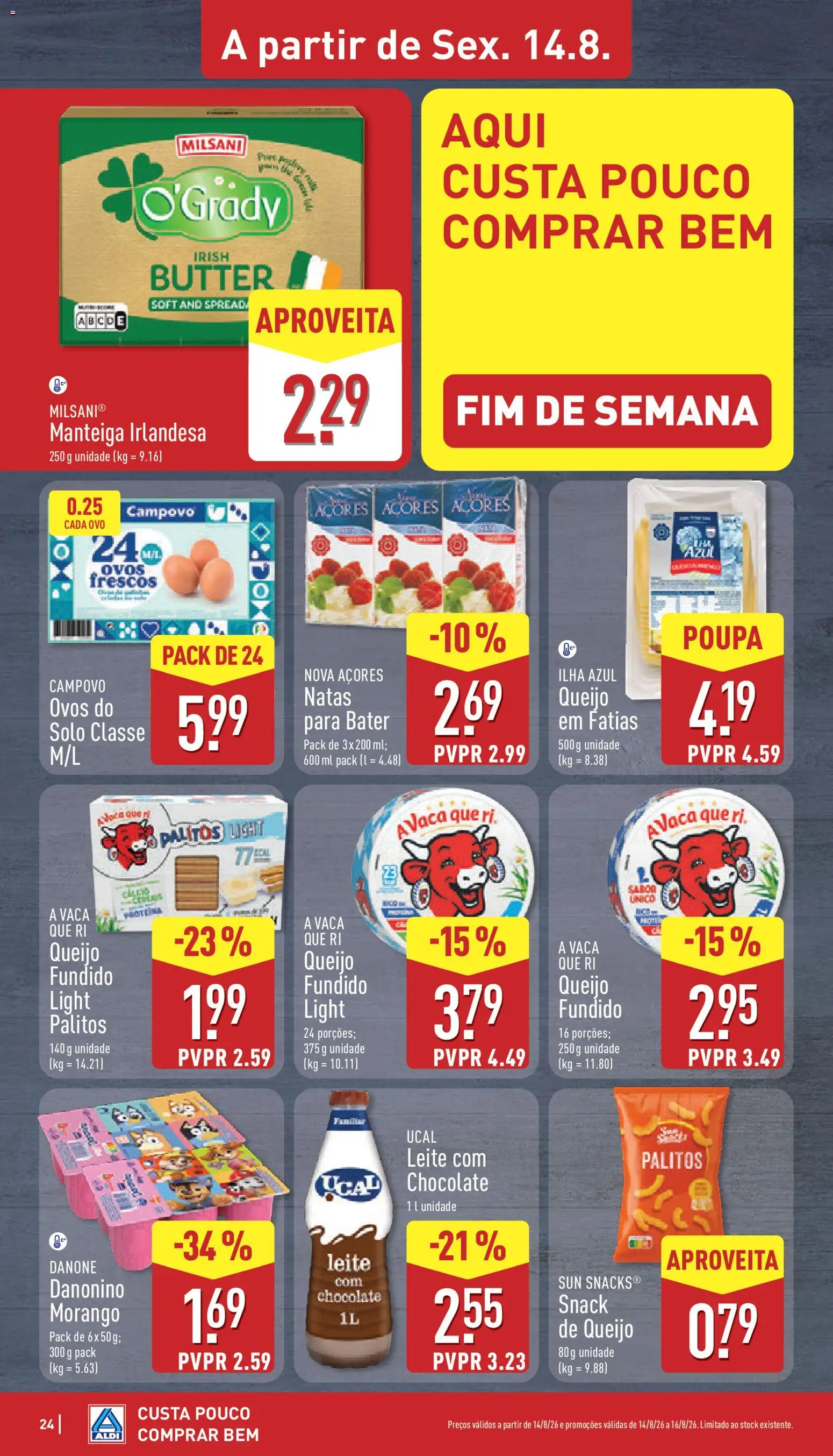 Aldi folheto │ válido de 10/08/2026 | Página: 24 | Produtos: Leite, Queijo, Ovos, Chocolate