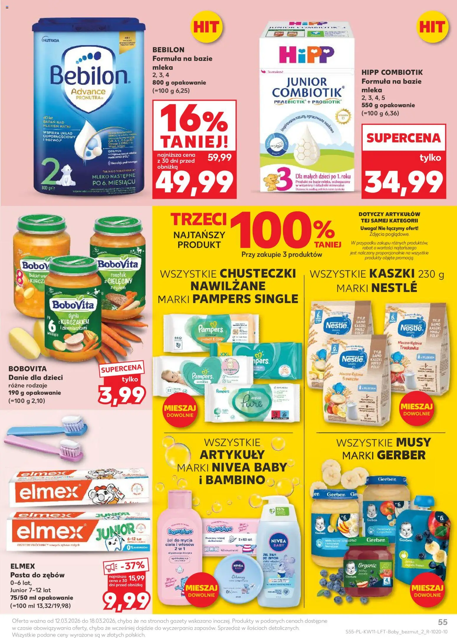 Kaufland Polsko leták od 12.03.2026 | Strana: 55 | Produkty: Elmex, Nivea, Mléko, Fólie