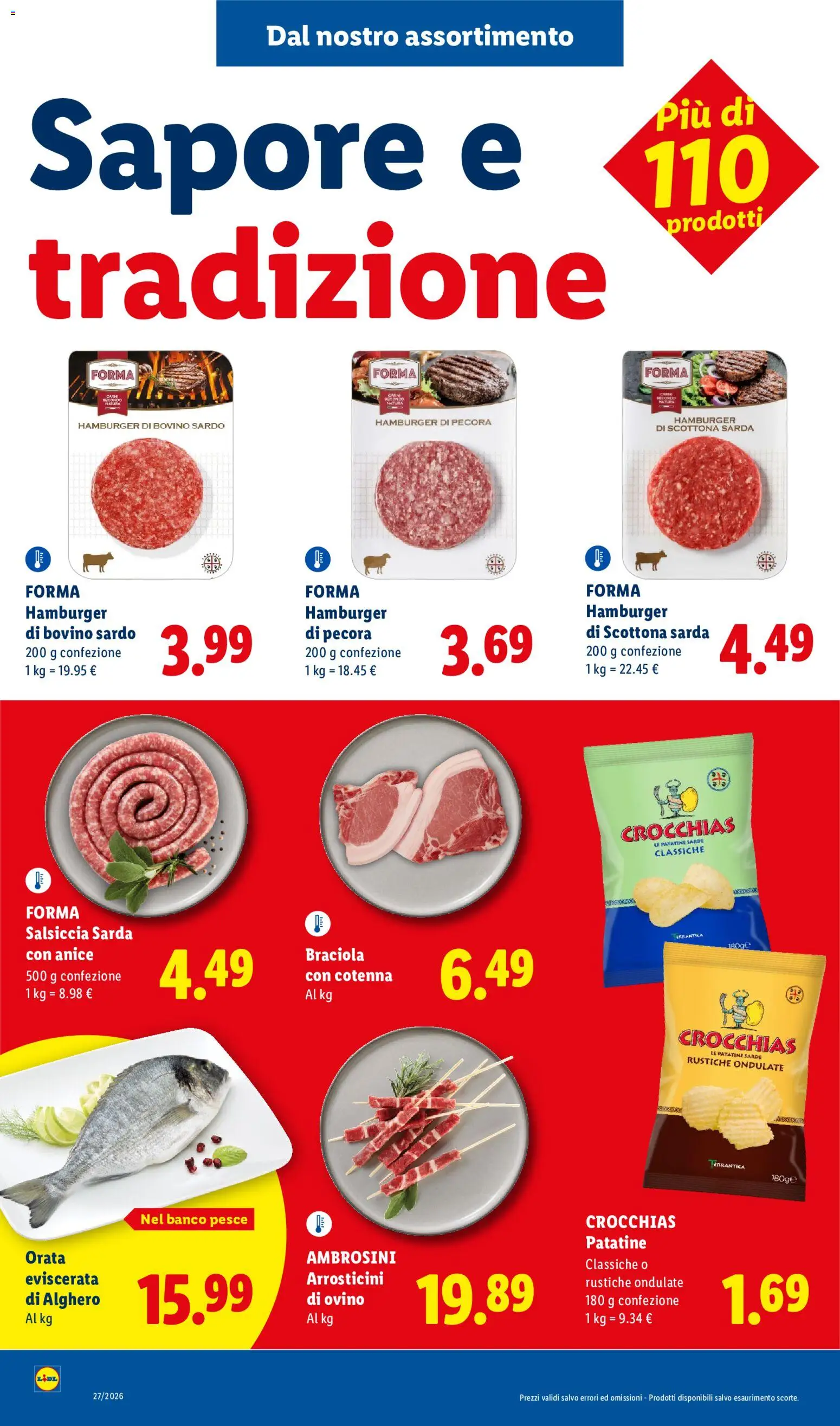 Volantino Lidl del 02/07/2026 | Pagina: 8 | Prodotti: Bovino, Orata, Hamburger, Arrosticini