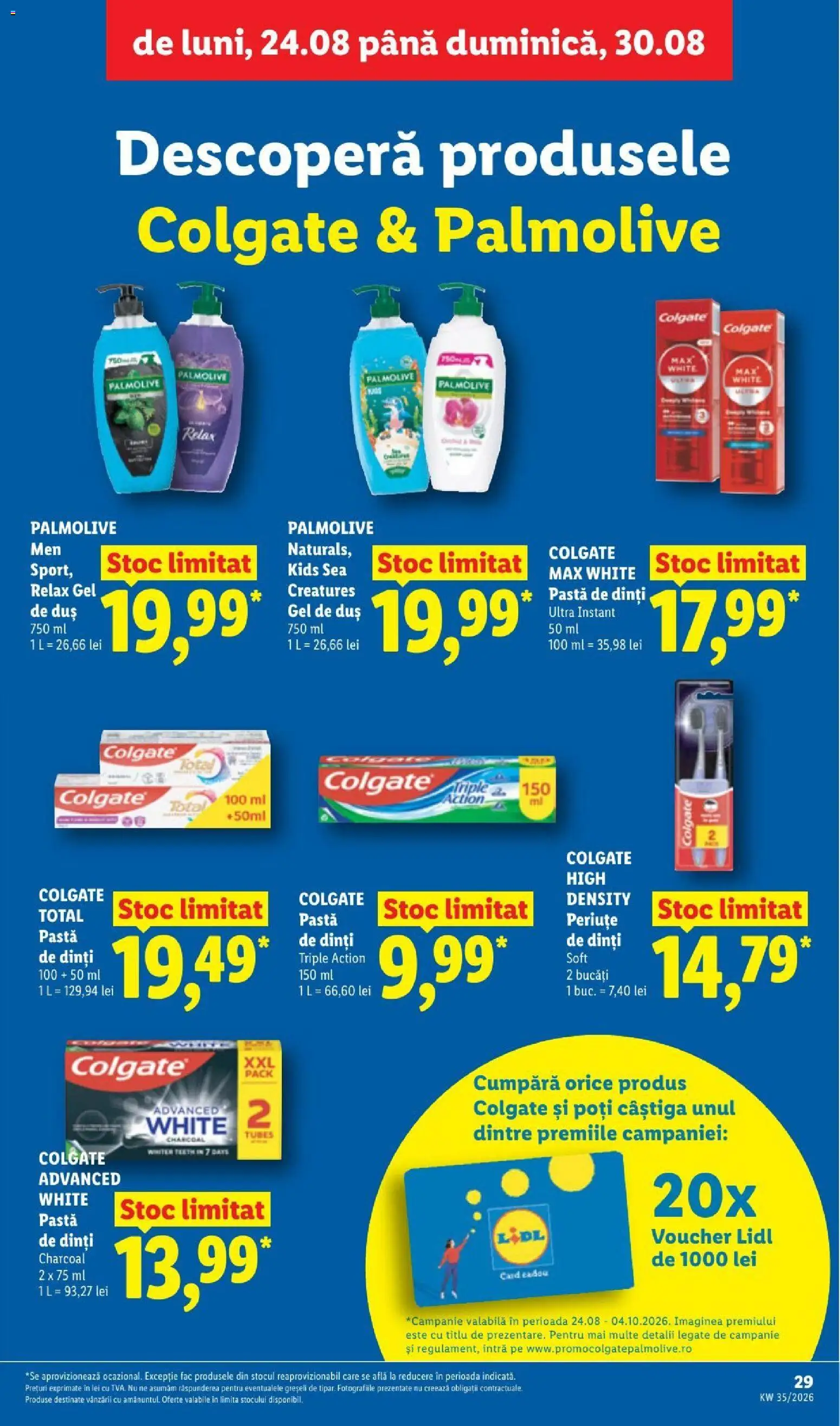 Noul catalog Lidl – valabil de la 24.08.2026 | Pagină: 29 | Produse: Duș, Gel de duș, Pastă de dinți