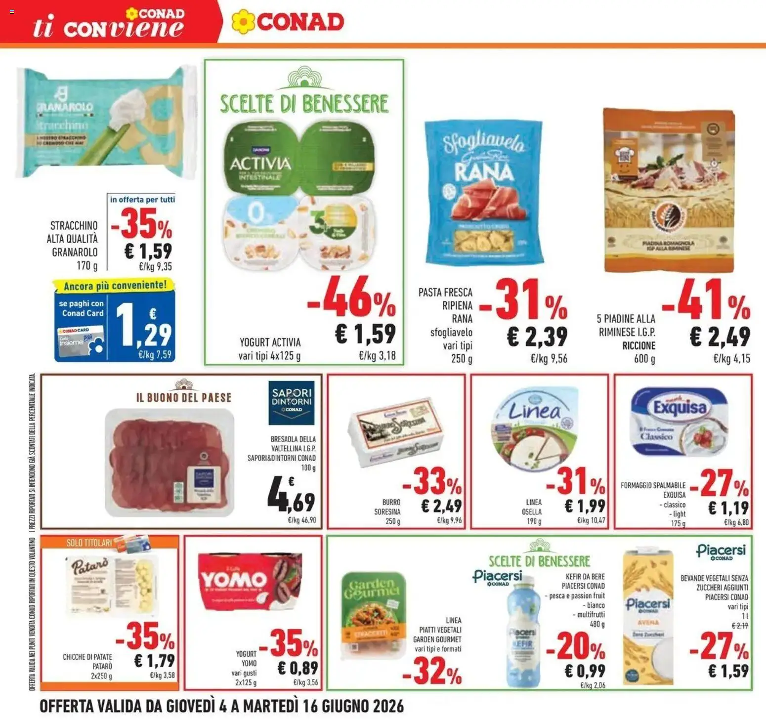 Volantino Conad del 03.06.2026 | Pagina: 20 | Prodotti: Bresaola, Formaggio, Burro, Pasta