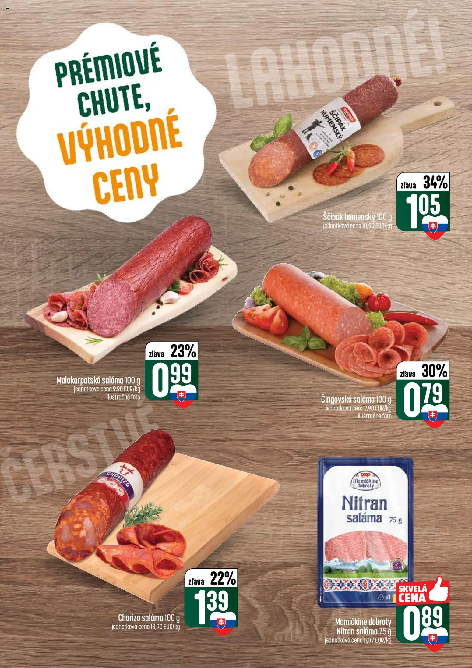 Nové COOP Jednota akcie – leták je platný od 21.05.2026 | Strana: 16 | Produkty: Saláma