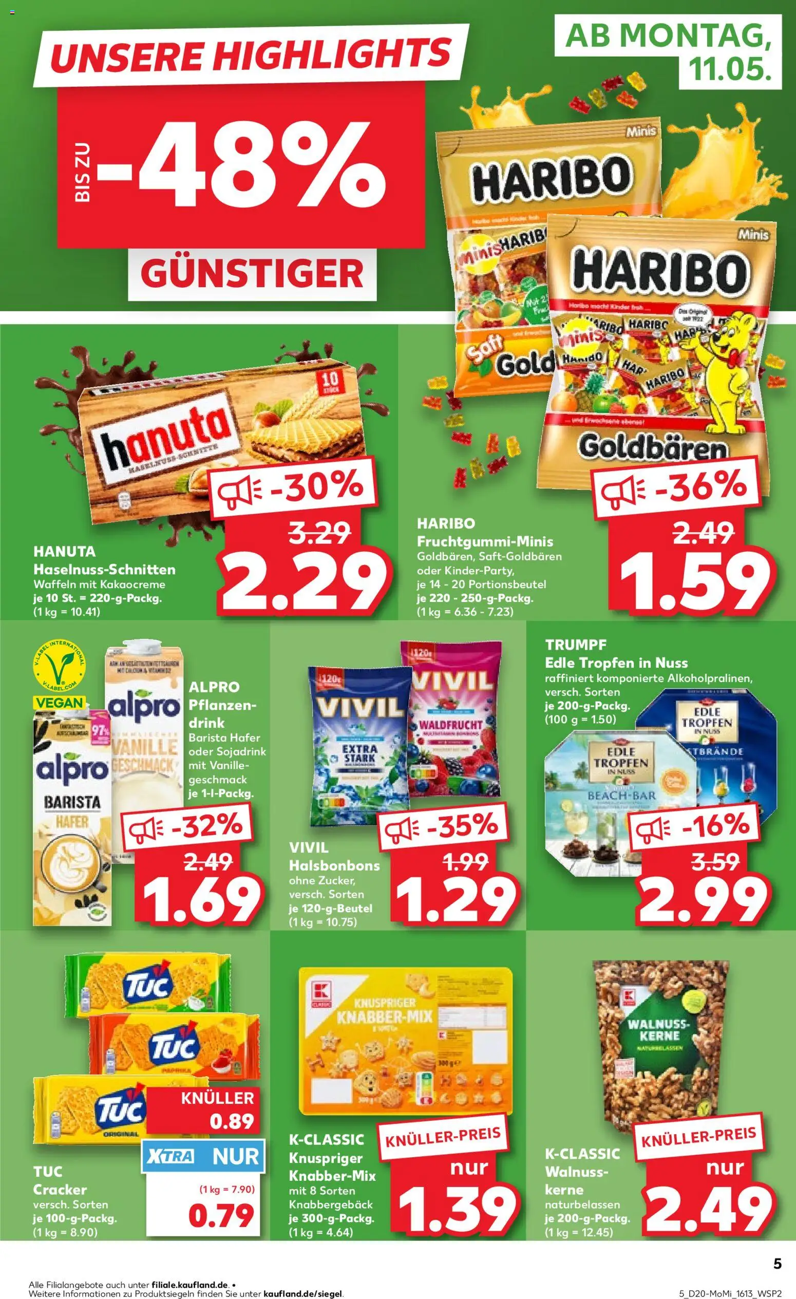Kaufland Prospekt Hannover	 – gültig ab 11.05.2026 | Seite: 5 | Produkte: Haribo, Waffeln, Alpro, Saft