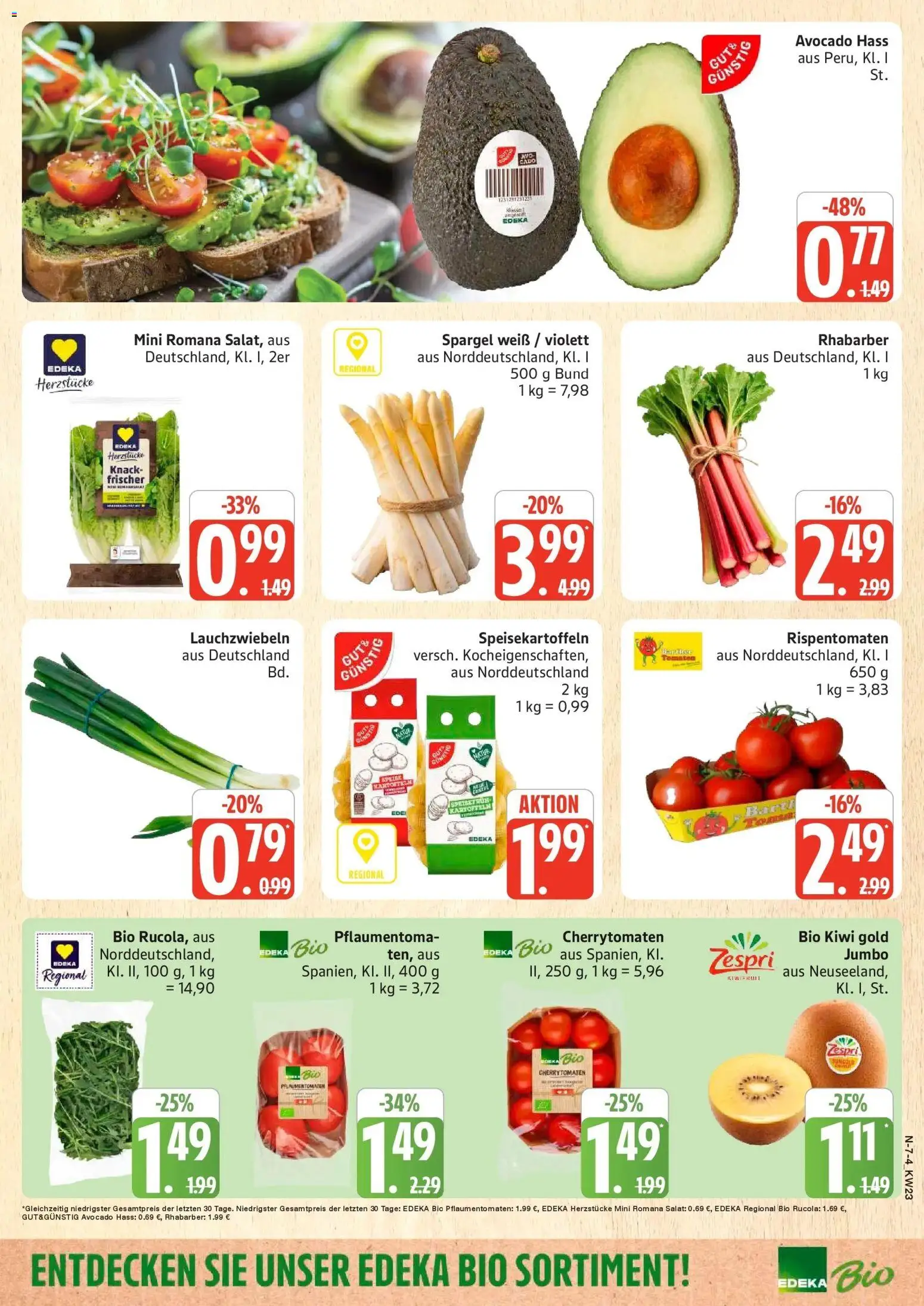 Edeka prospekt Rostock – gültig ab 01.06.2026 | Seite: 7 | Produkte: Rucola, Tomaten, Kartoffeln, Rhabarber