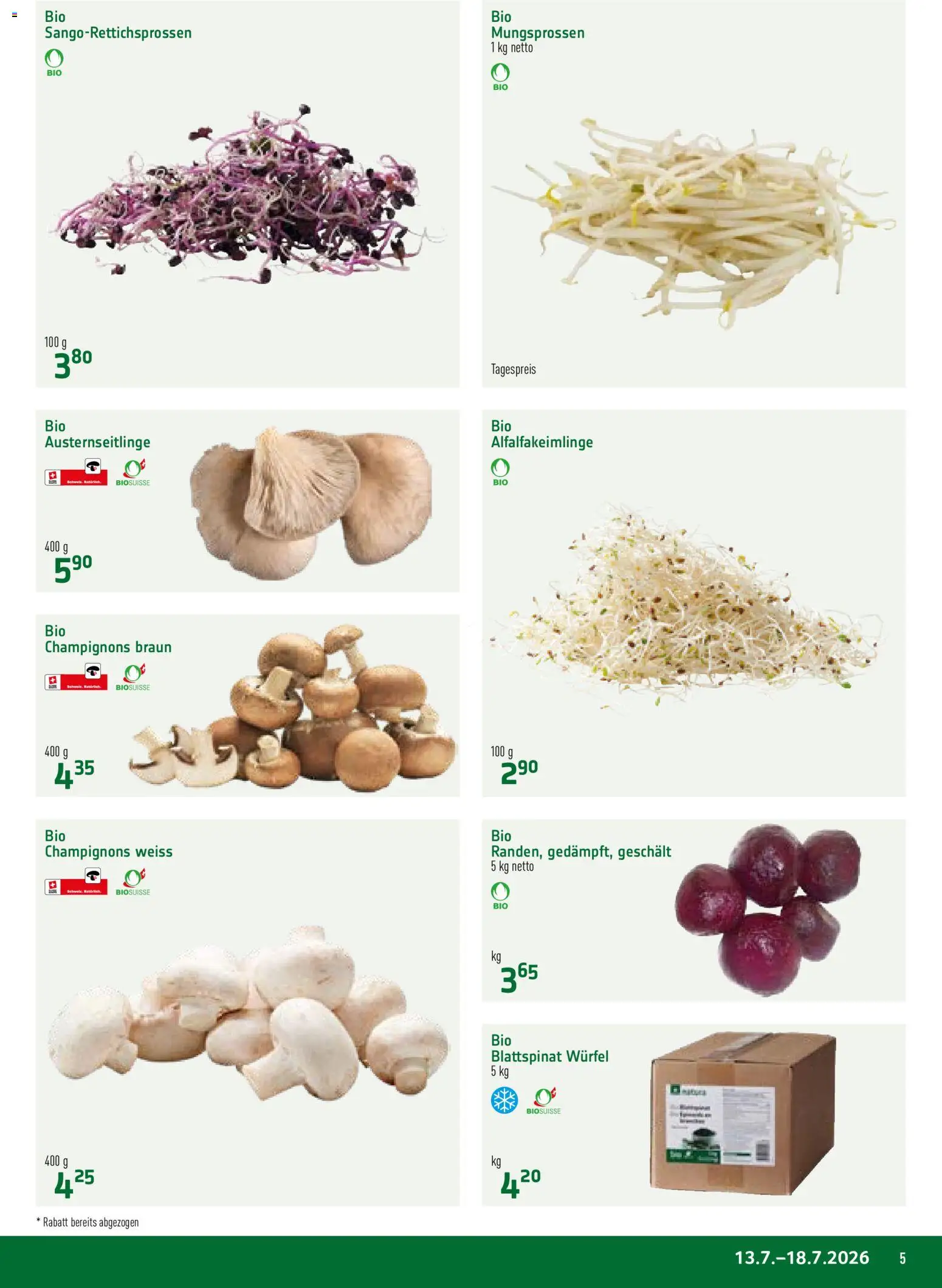 Prodega aktionen Natura – gültig ab 13.07.2026 | Seite: 5 | Produkte: Champignons