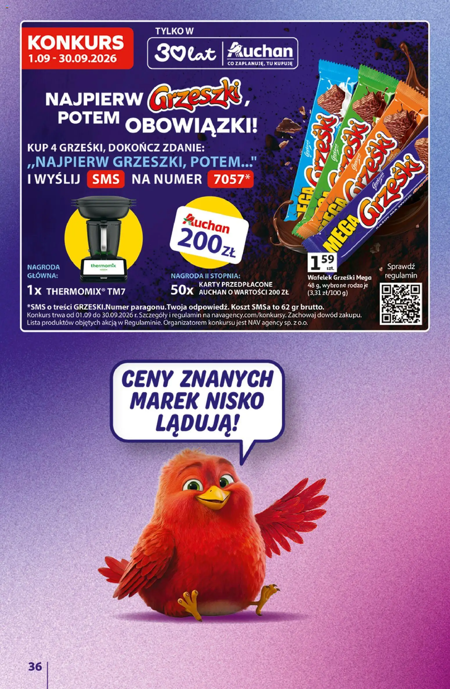 Auchan gazetka - 30 Lat Hipermarket Znane marki od 03.09.2026 | Strona: 36 | Produkty: Wafelek