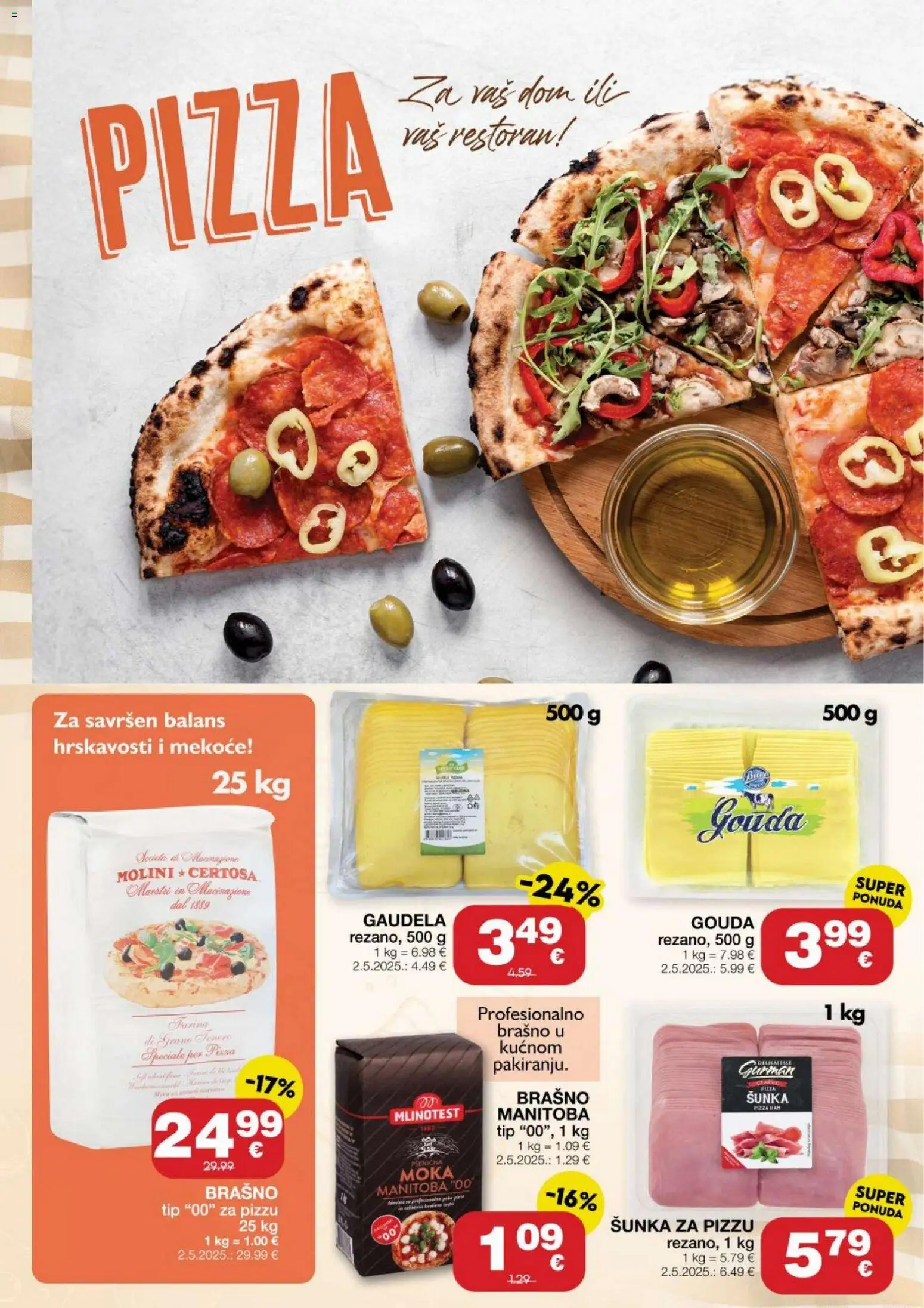 Stanić Diskont katalog | vrijedi od 01.10.2026 | Stranica: 2 | Proizvodi: Šunka, Pizza, Brašno, Gouda