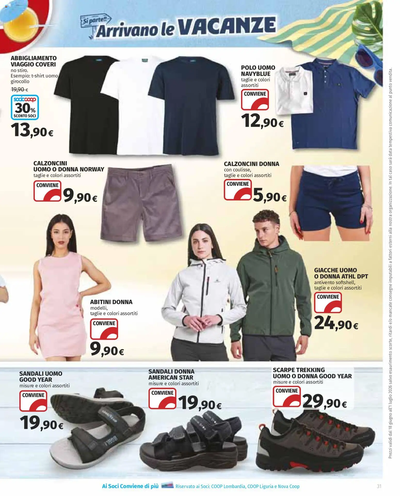 Volantino Ipercoop del 18.06.2026 | Pagina: 31 | Prodotti: Sandali, Scarpe, Data, Polo