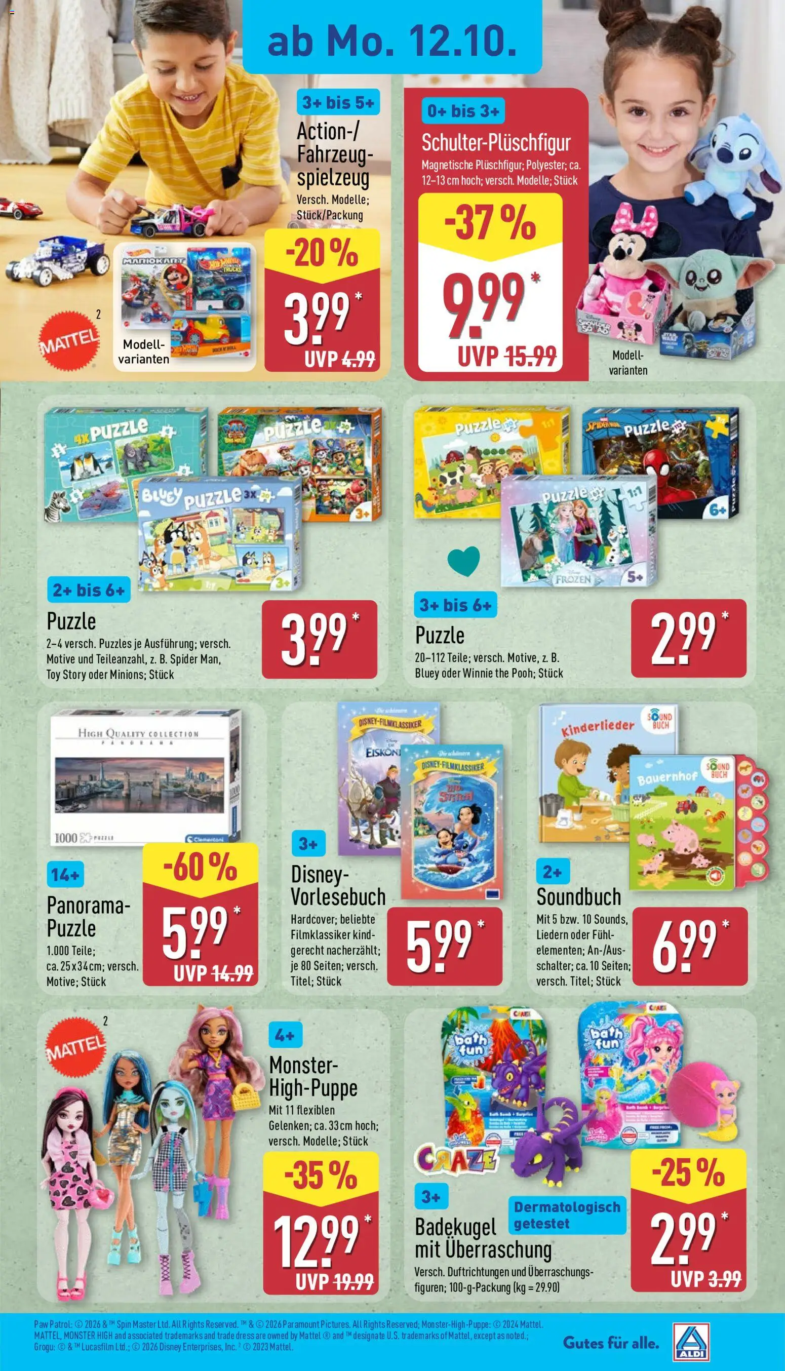 Aldi Prospekt – gültig ab 12.10.2026 | Seite: 4 | Produkte: Puppe, Monster