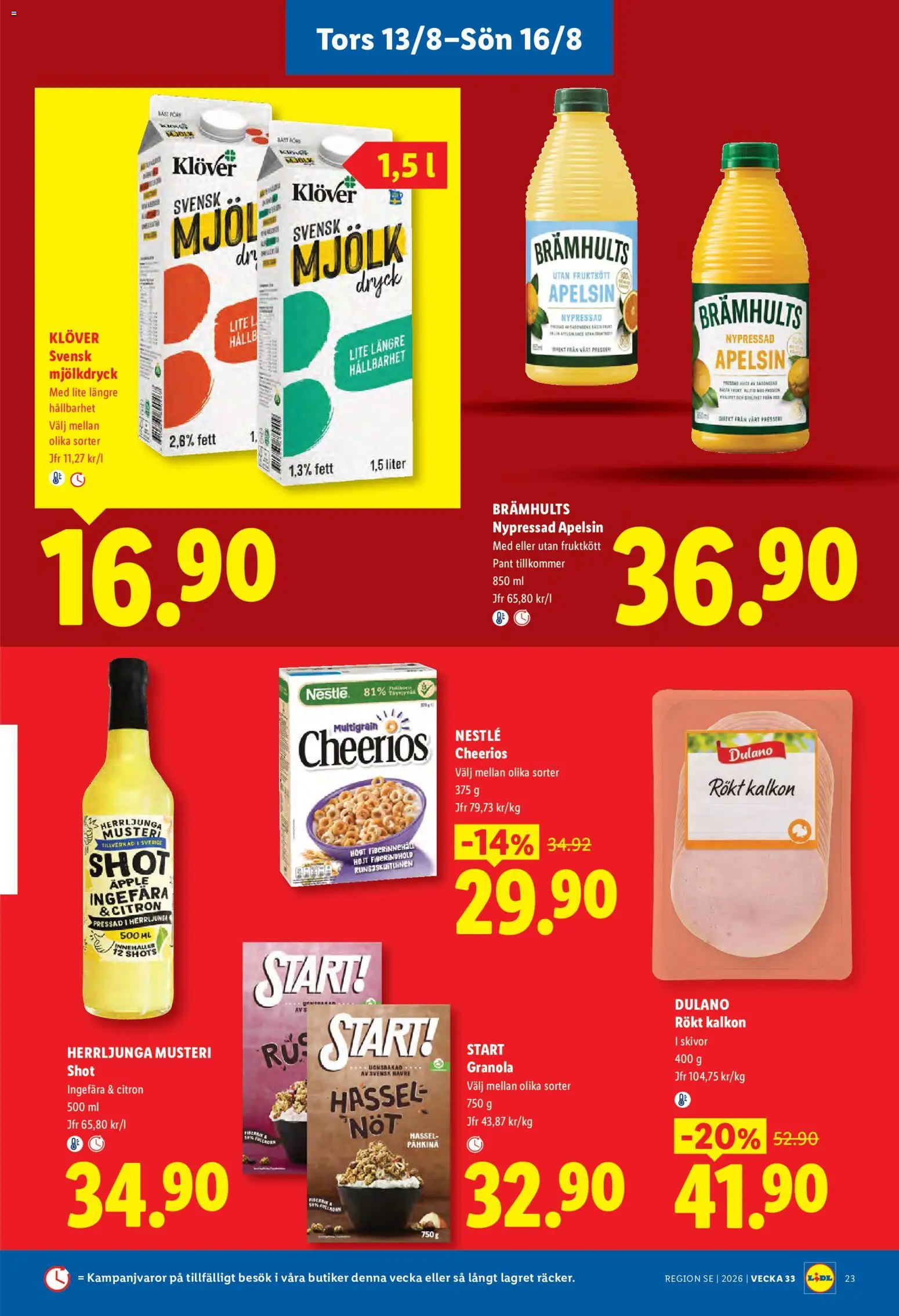 Lidl reklamblad aktuell från 10/08/2026 | Sida: 26 | Produkter: Mjölk, Kalkon, Äpple, Granola
