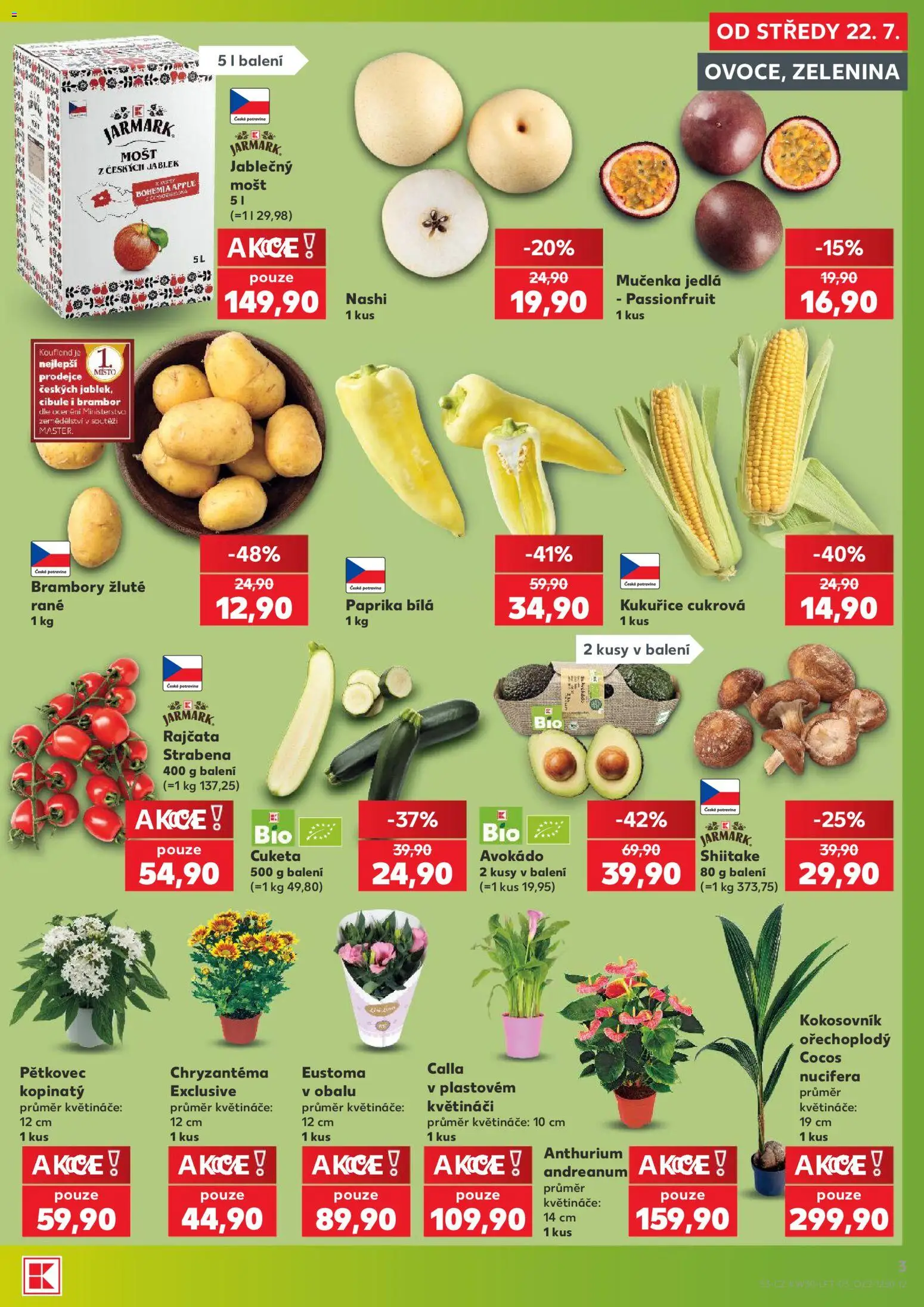 Kaufland leták od 22.07.2026 | Strana: 3 | Produkty: Kukuřice, Brambory, Paprika bílá, Cibule