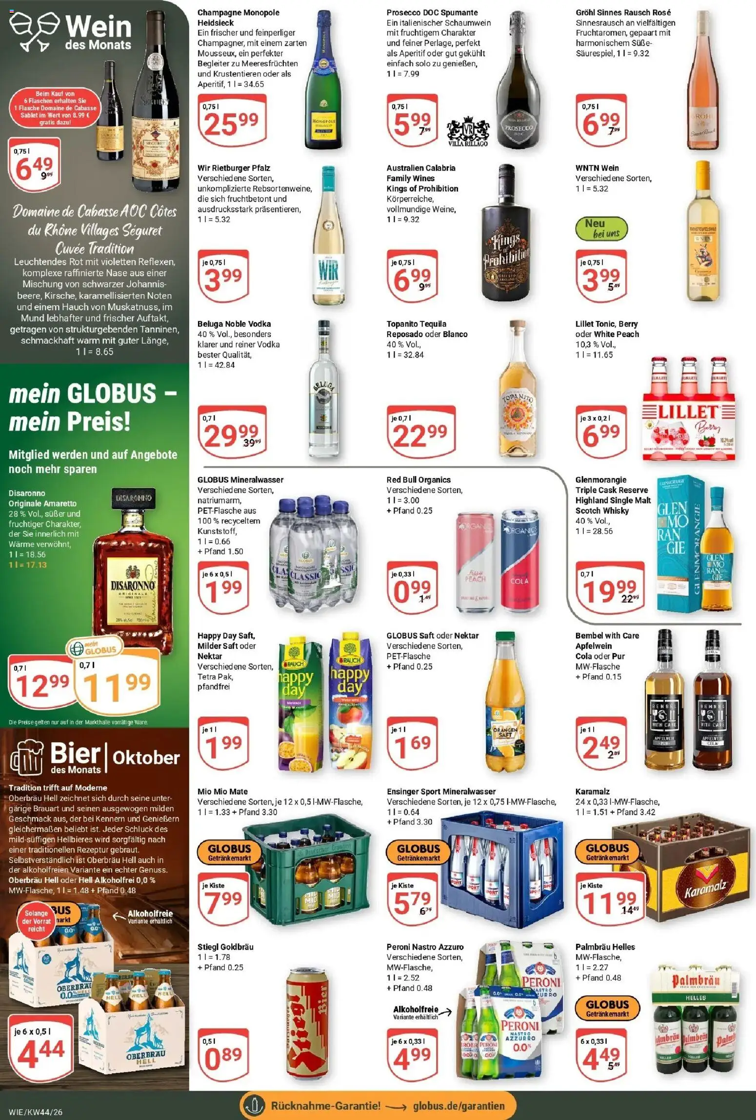 Globus Prospekt Waghäusel (ab 26.10.2026) » Angebote online | Seite: 18 | Produkte: Whisky, Mineralwasser, Lillet, Vodka