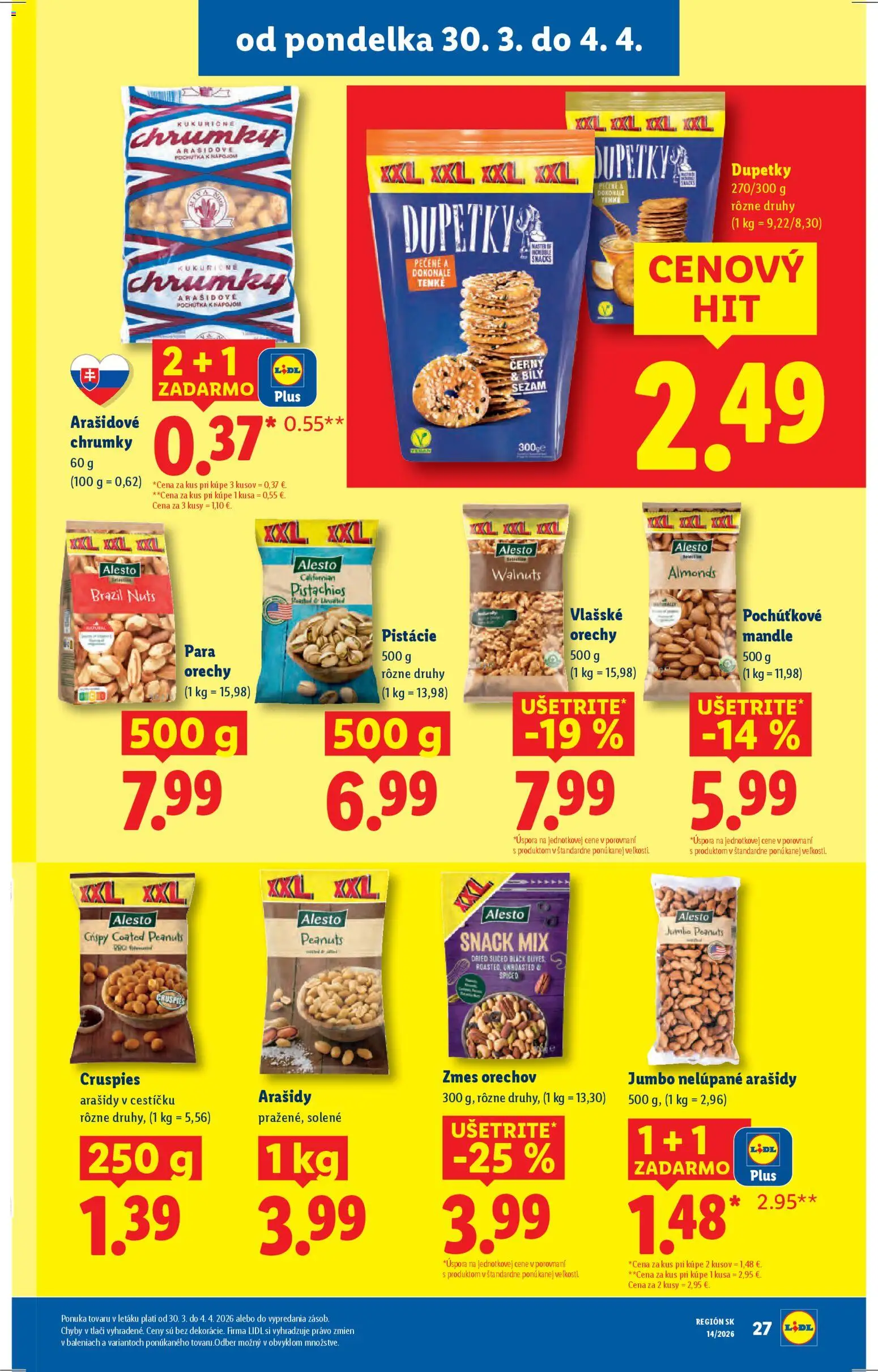 Nové Lidl akcie – leták je platný od 30.03.2026 | Strana: 31 | Produkty: Orechy, Arašidy, Mandle, Vlašské orechy