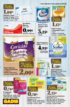 Vista previa Gadis folleto válido desde el 17/09/2026 | Página: 44 | Productos: Papel higienico, Cocina, Compresas, Caja