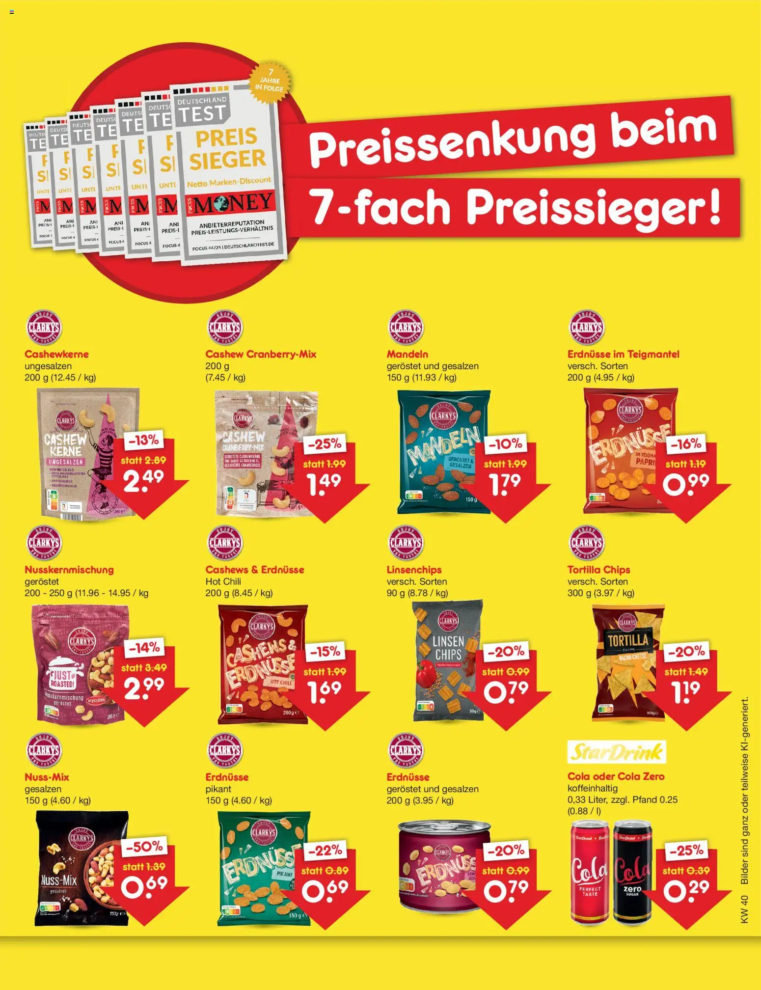 Netto Marken-Discount Preissenkung auf Dauer – gültig ab 02.10.2026 | Seite: 2 | Produkte: Erdnüsse, Cola, Cashew, Bilder