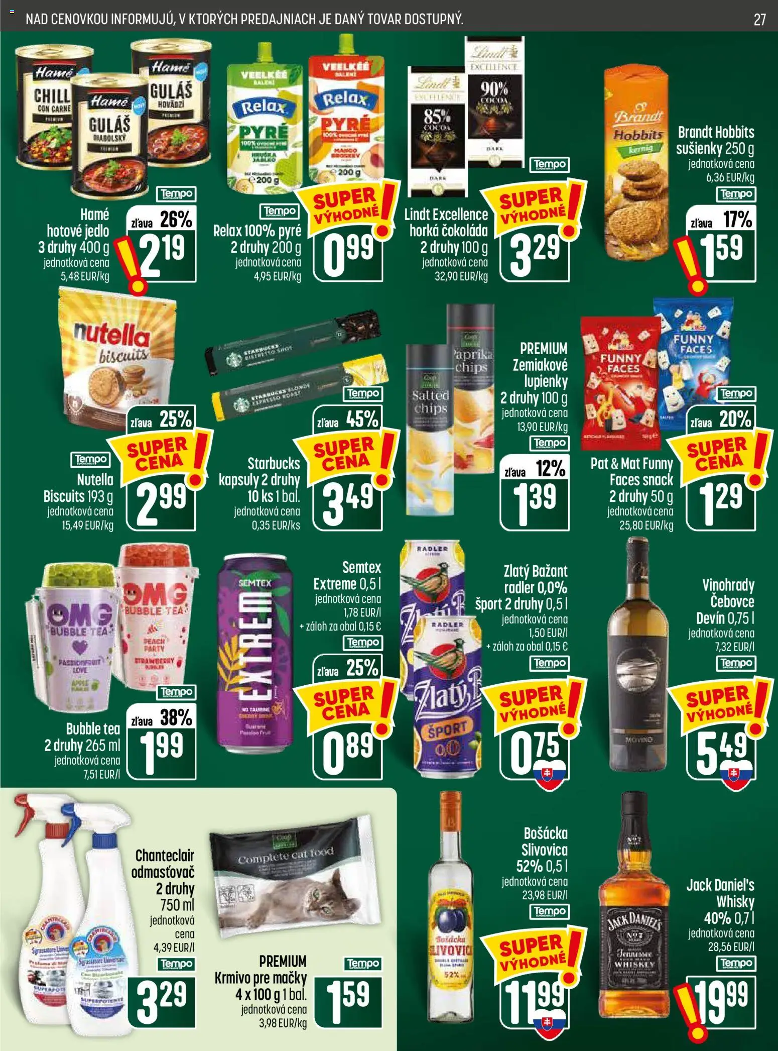 Nové COOP Jednota akcie – leták je platný od 13.08.2026 | Strana: 27 | Produkty: Paprika, Lindt, Radler, Zlatý Bažant