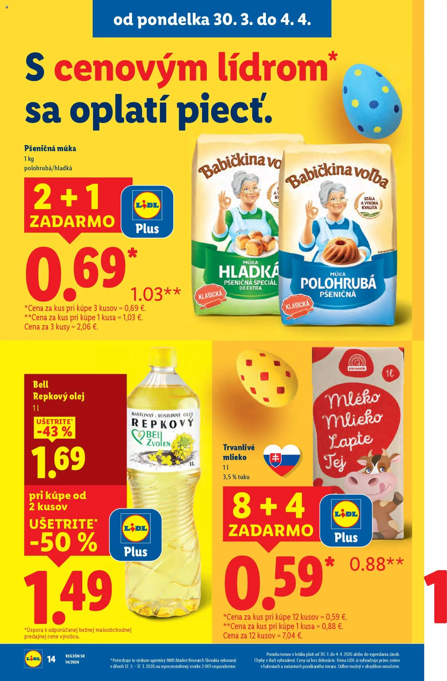 Nové Lidl akcie – leták je platný od 30.03.2026 | Strana: 18 | Produkty: Mlieko, Pšeničná múka, Repkový olej, Trvanlivé mlieko