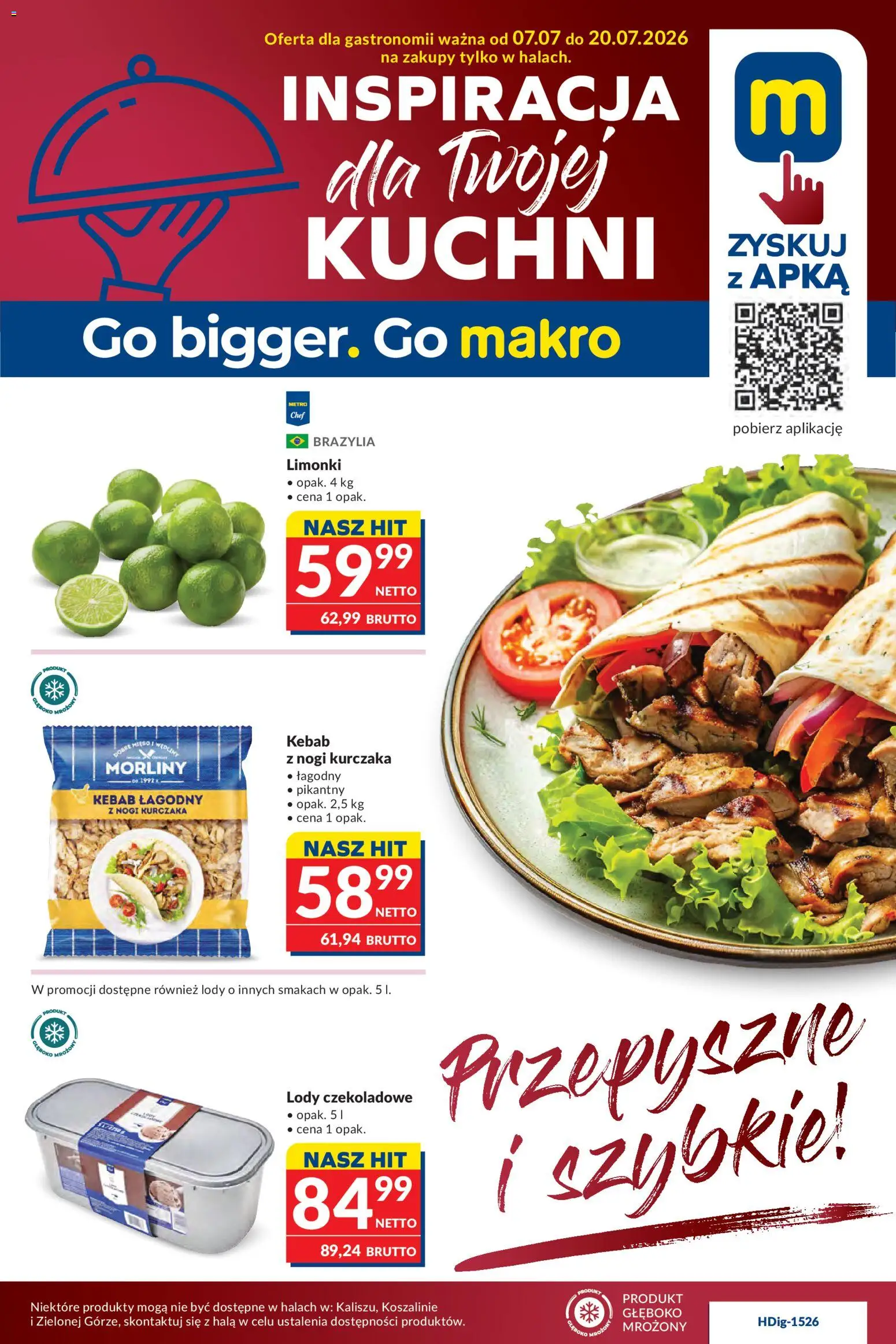 Makro gazetka - Oferta dla gastronomii od 07.07.2026 | Strona: 1 | Produkty: Kebab, Lody