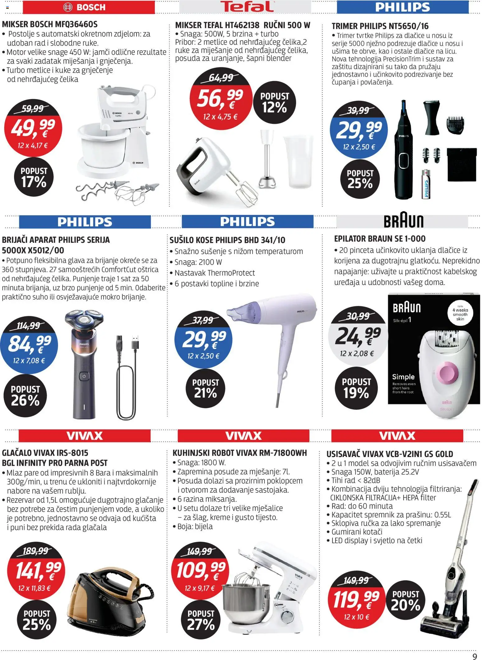 Centar Tehnike katalog | vrijedi od 10.08.2026 | Stranica: 9 | Proizvodi: Brijaći aparat, Epilator, Robot, Blender