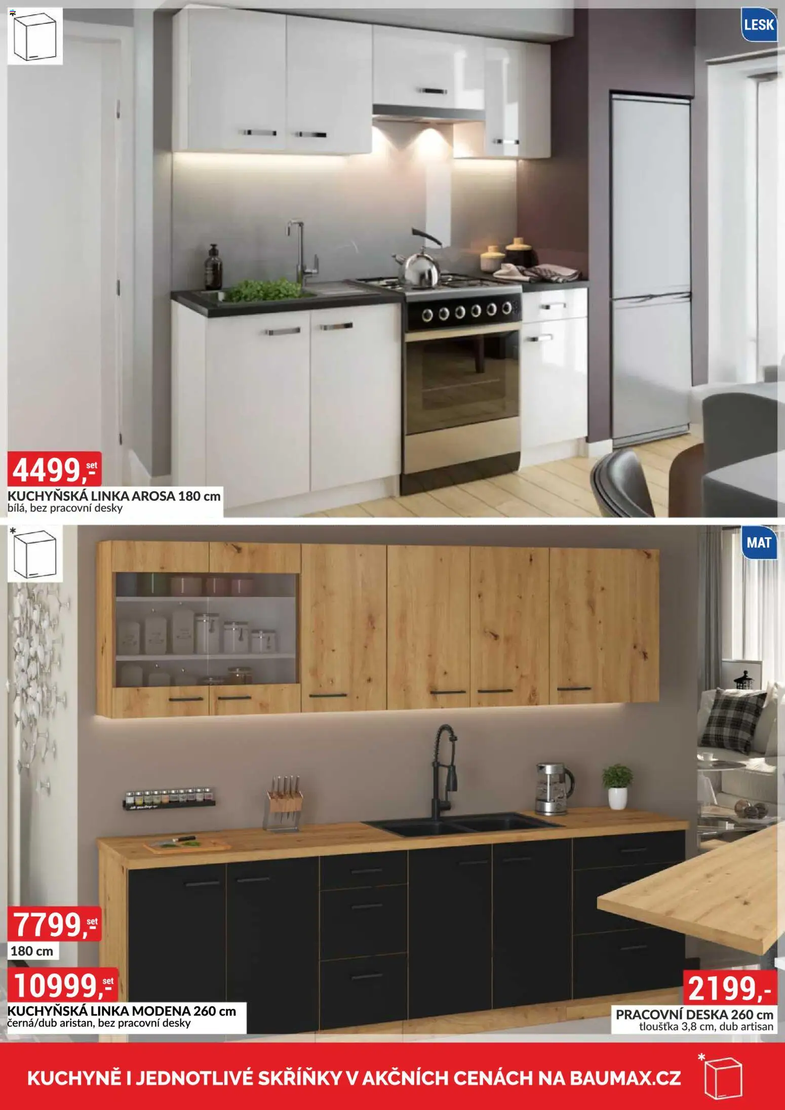 BAUMAX leták - Moderní bydlení od 01.09.2026 | Strana: 75 | Produkty: Kuchyňská linka, Pracovní deska, Desky, Kuchyně