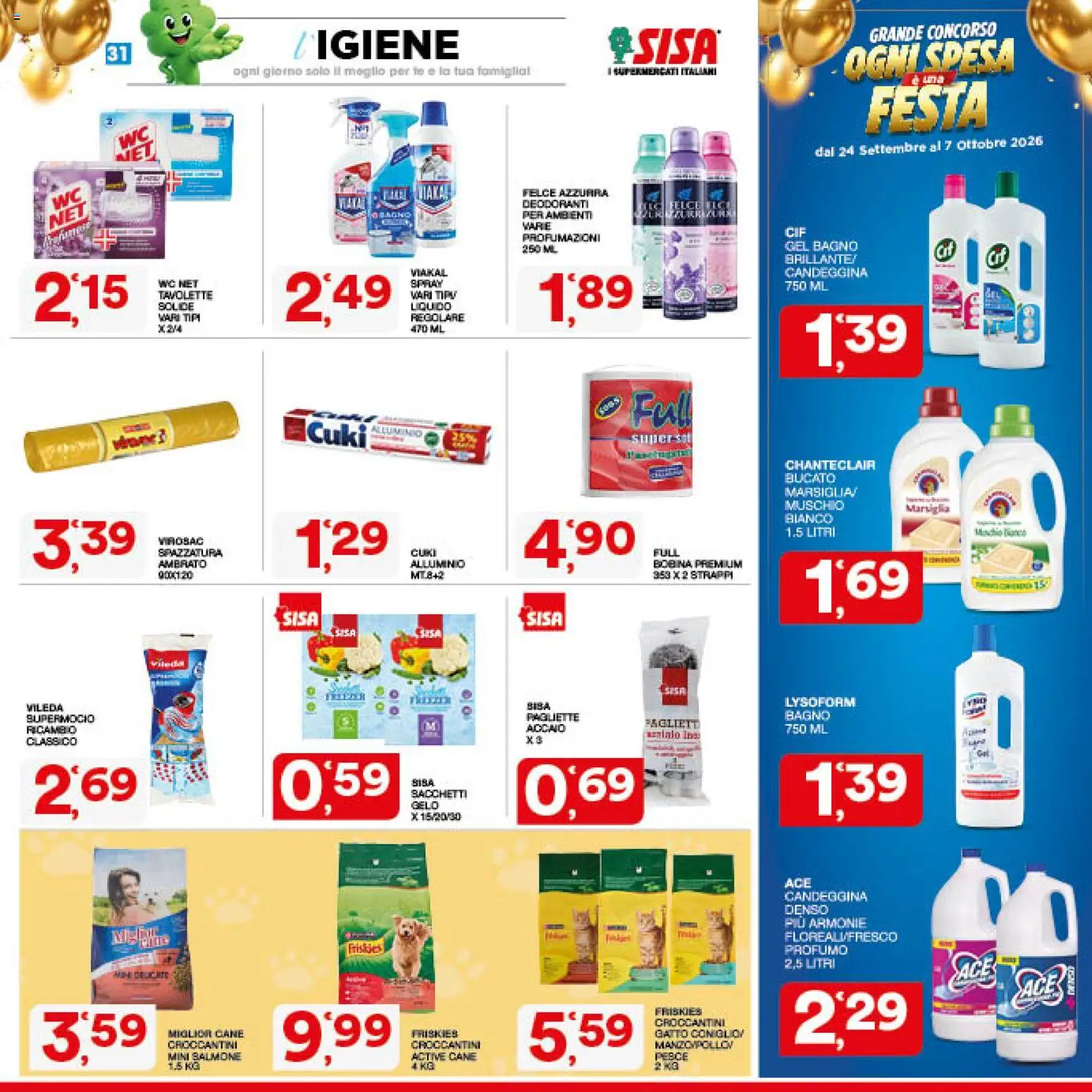 Volantino SISA del 24/09/2026 | Pagina: 31 | Prodotti: Pesce, Tè, Candeggina, Alluminio