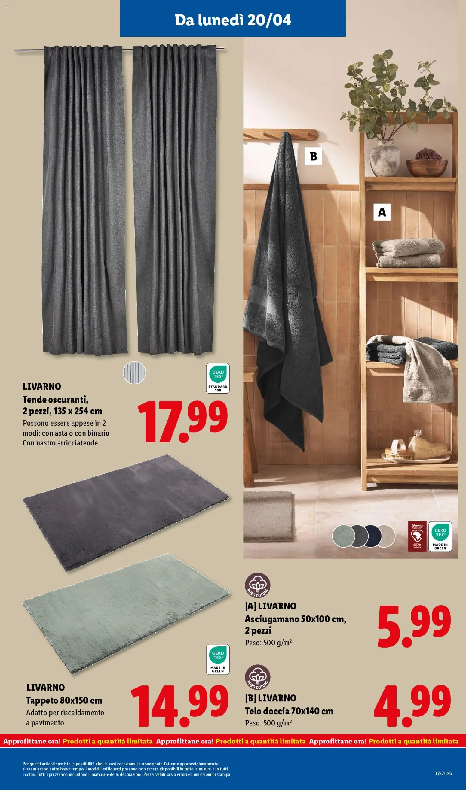 Volantino Lidl del 16.04.2026 | Pagina: 31 | Prodotti: Pavimento, Asciugamano, Doccia, Tappeto