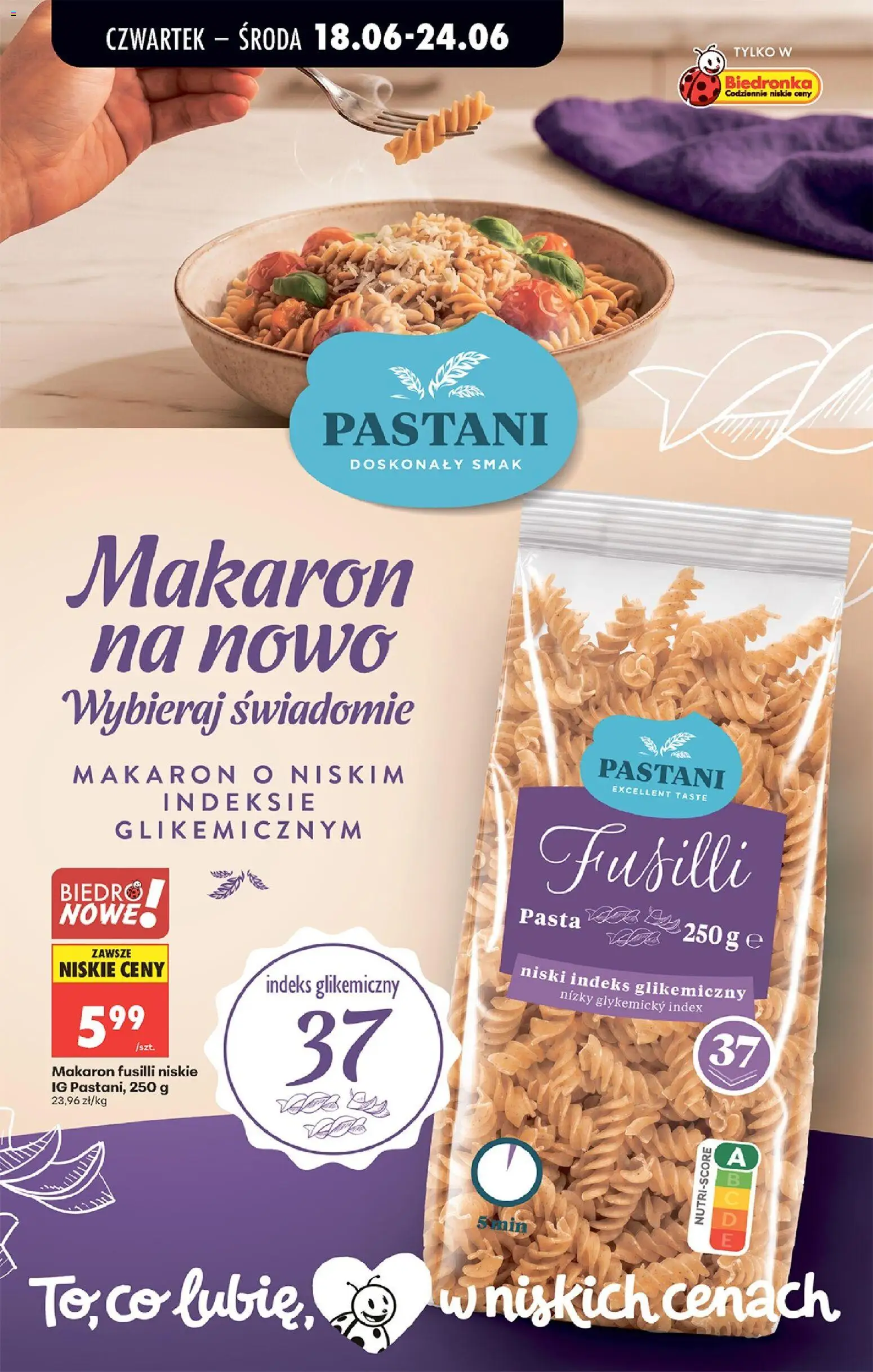 Biedronka gazetka od czwartku od 18.06.2026 | Strona: 50 | Produkty: Makaron fusilli, Makaron