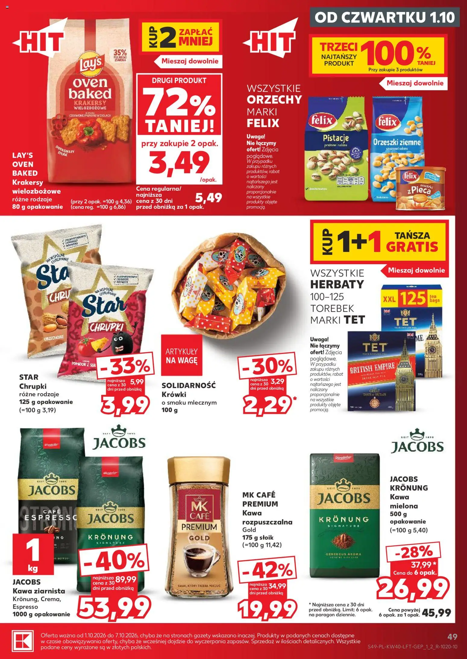 Kaufland Polsko leták od 01.10.2026 | Strana: 49 | Produkty: Felix, Jacobs Kronung, Jacobs, Lay's