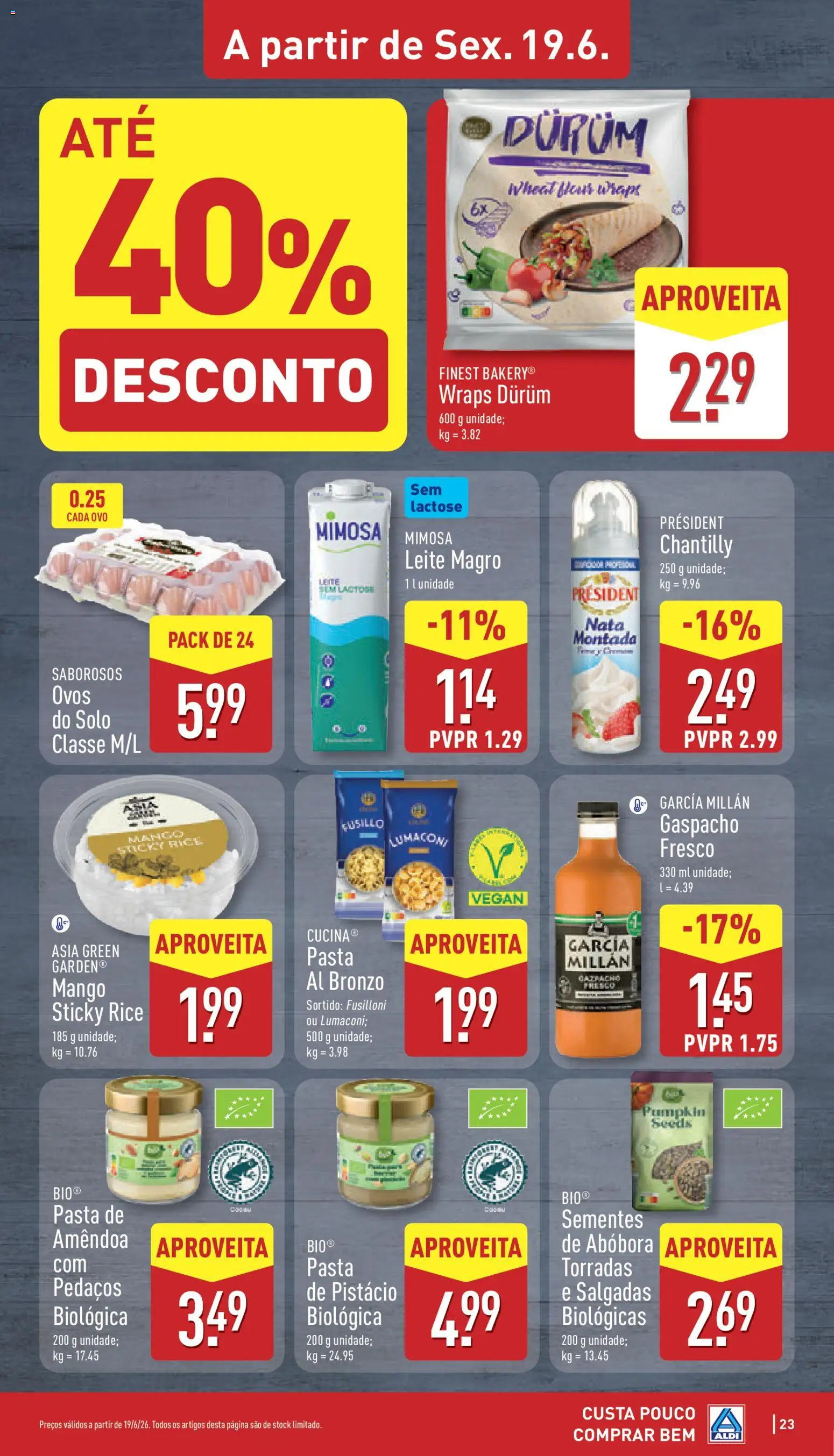 Aldi folheto │ válido de 15.06.2026 | Página: 23 | Produtos: Chantilly, Leite, Ovos, Abóbora
