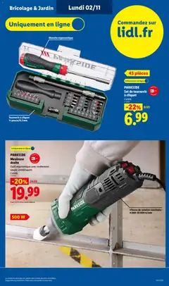 LIDL - Prévisualisation de PARKSIDE, Meuleuse, droite, Outil ergonomique avec revêtement, souple antidérapant., L'unité. valide à partir de 29/10/2026 | Page: 9 | Produits: Bricolage, Meuleuse, Parkside, Set de tournevis