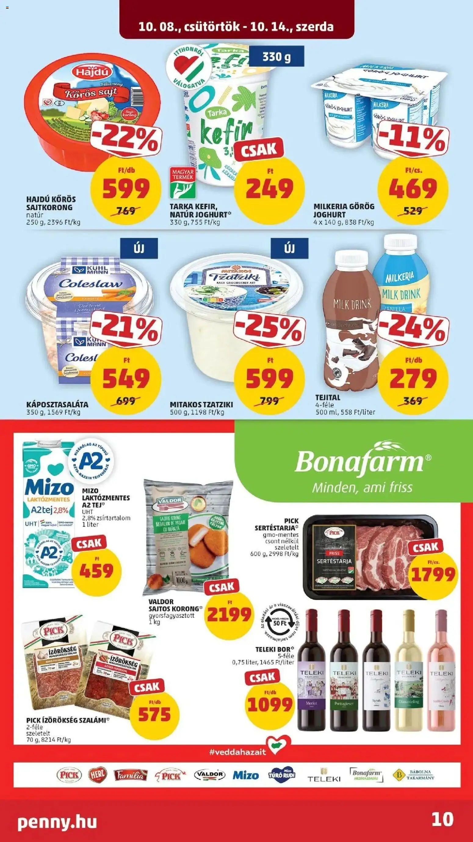 PENNY aktuális akciós újság: 2026.10.07.-tól lapozható | Oldal: 10 | Termékek: Sertéstarja, Túró rudi, Görög joghurt, Tej