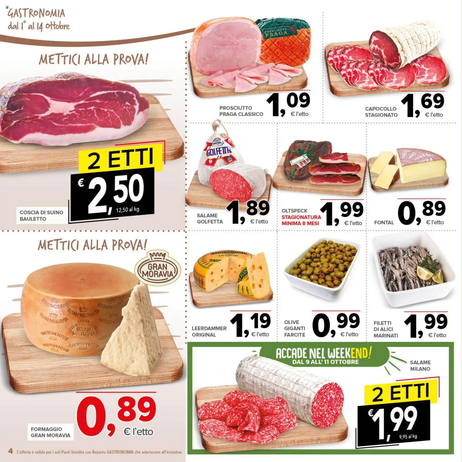 Volantino Todis del 01/10/2026 | Pagina: 4 | Prodotti: Salame, Formaggio, Prosciutto, Alici