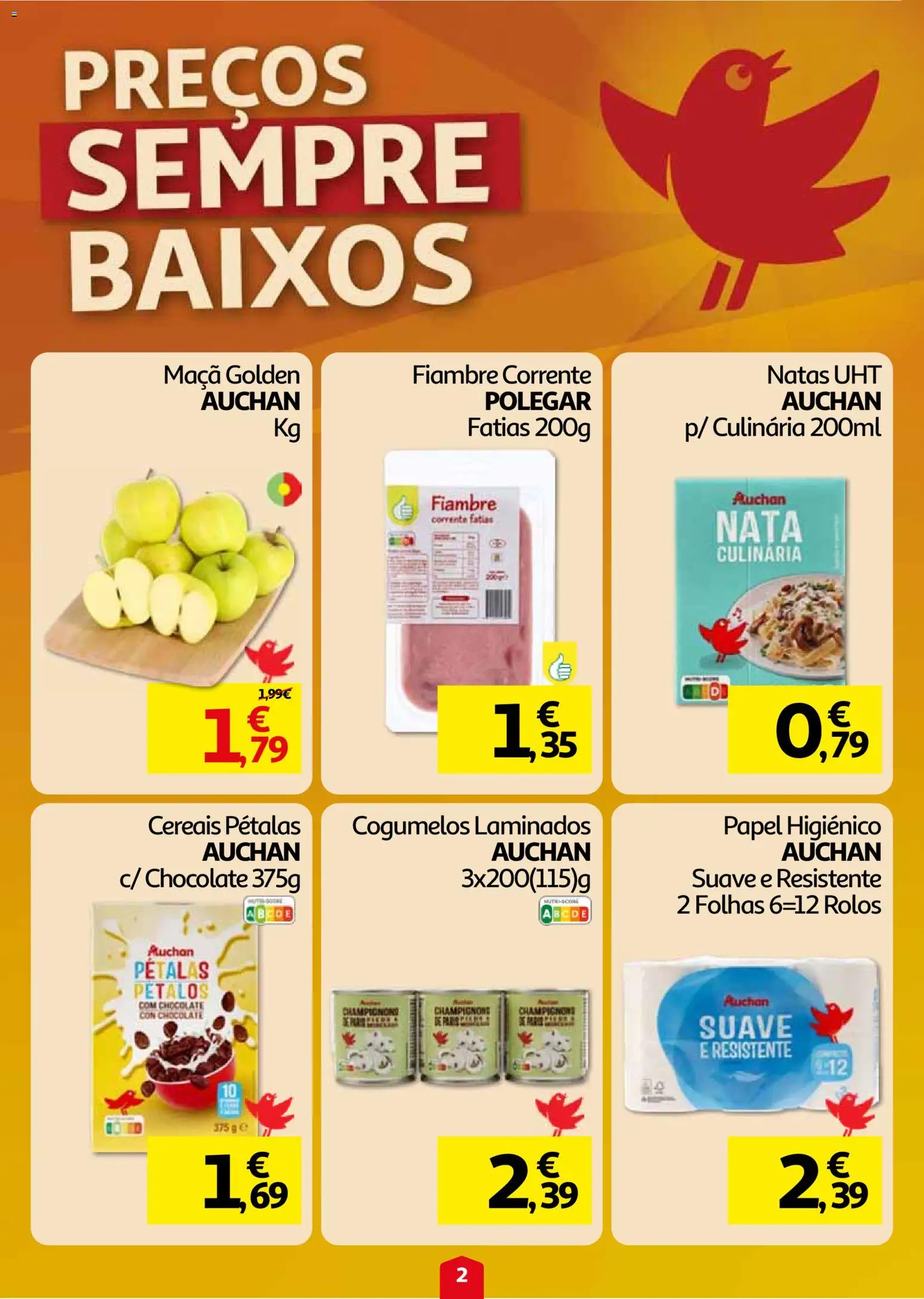 Auchan folheto │ válido de 24/09/2026 | Página: 2 | Produtos: Papel higiénico, Maça, Nata, Cereais