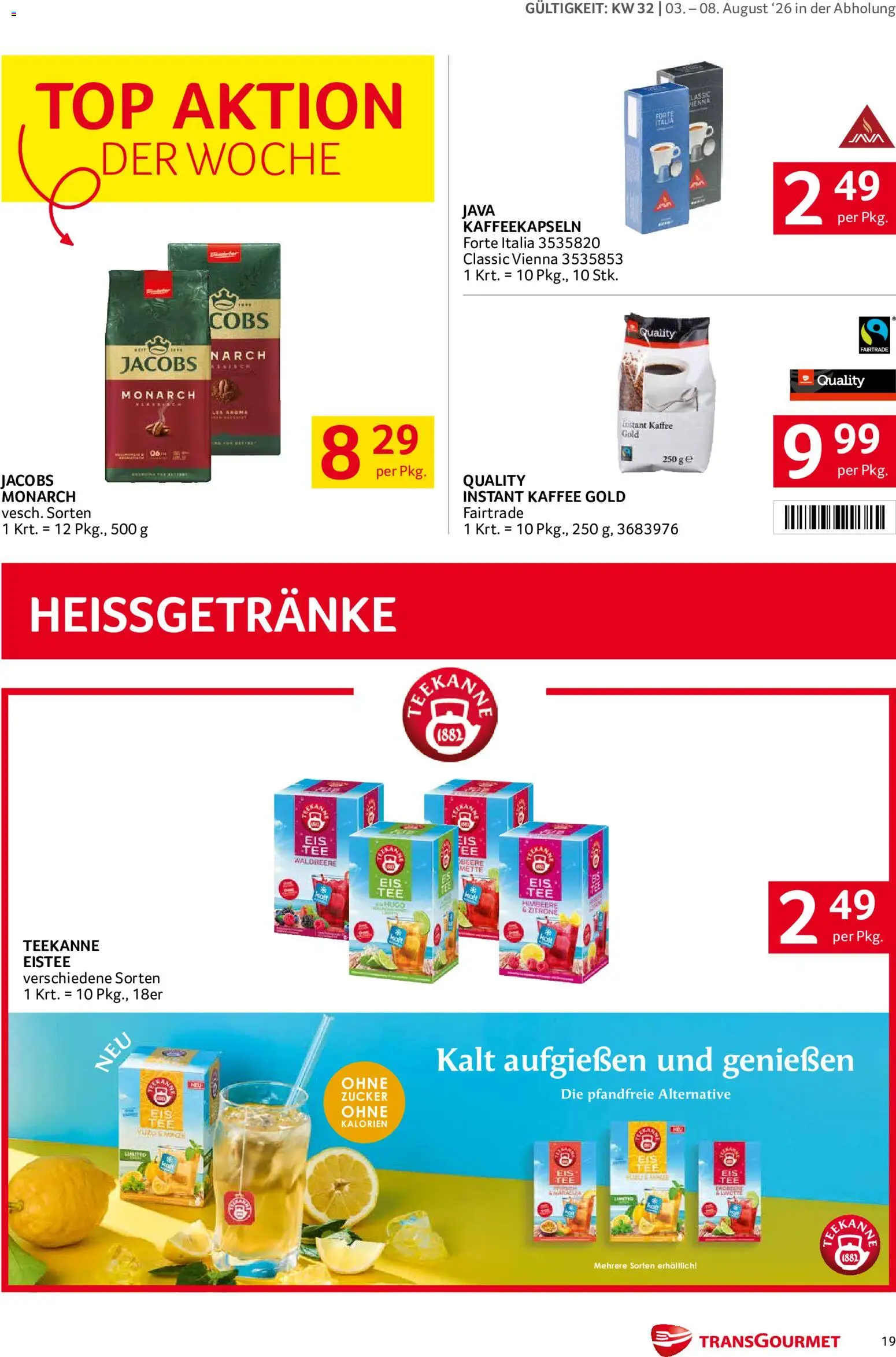 Transgourmet Flugblatt gültig ab 03.08.2026 | Seite: 19 | Produkte: Zucker, Zitrone, Himbeere, Kaffee