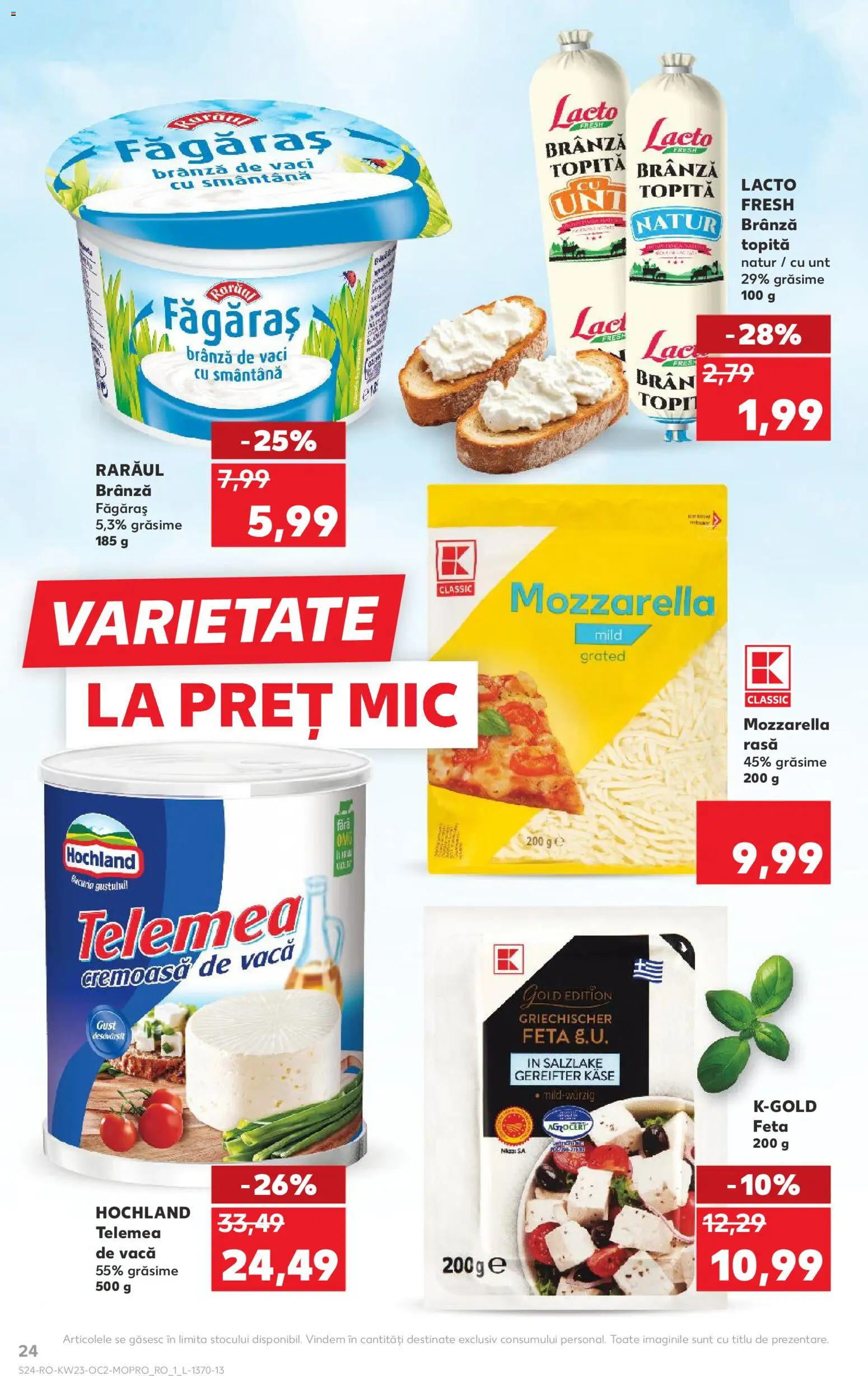 Noul catalog Kaufland – valabil de la 03.06.2026 | Pagină: 24 | Produse: Mozzarella, Unt, Brânză, Smântână