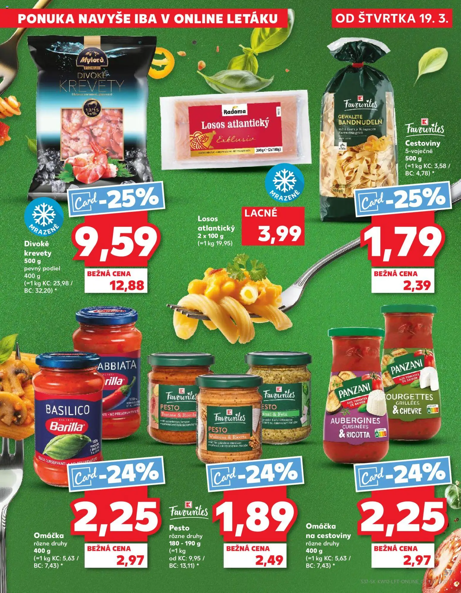 Nové Kaufland akcie – leták je platný od 19.03.2026 | Strana: 37 | Produkty: Krevety, Cestoviny, Losos, Omáčka