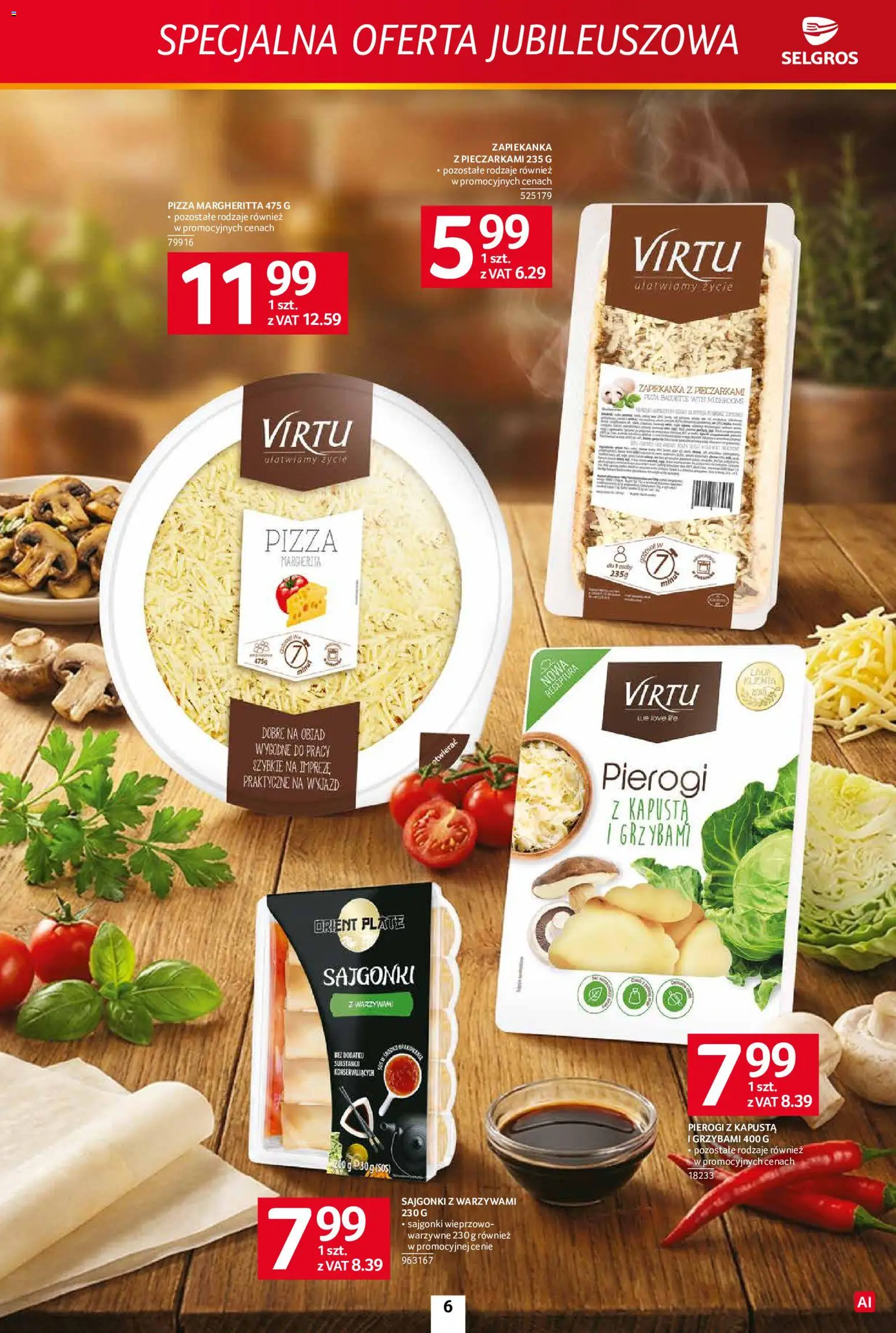 Selgros cash&carry gazetka - Specjalna oferta jubileuszowa od 10.09.2026 | Strona: 6 | Produkty: Kapusta, Pierogi z kapusta i grzybami, Sajgonki, Pizza