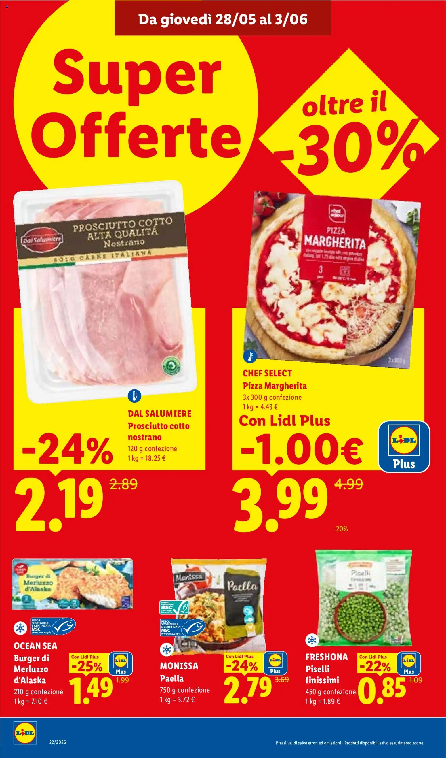 Volantino Lidl del 28.05.2026 | Pagina: 12 | Prodotti: Pizza, Prosciutto, Pesca, Paella